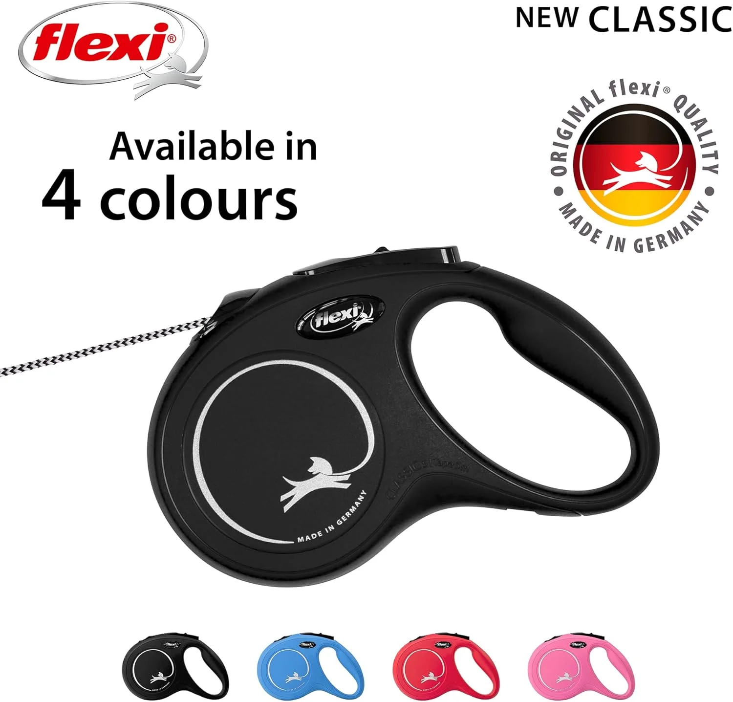 طناب جمع شونده فلکسی مدل New Classic با طول 5 متر، مشکی، سایز کوچک