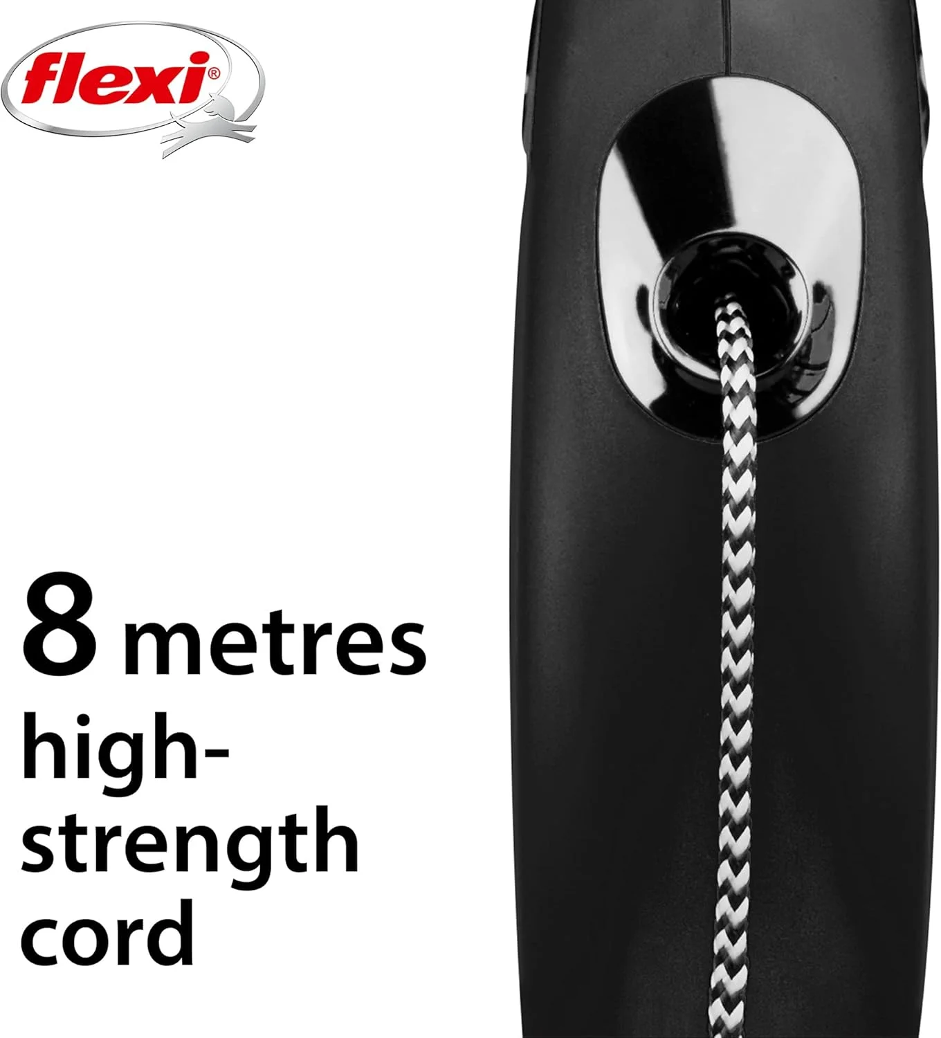 بند قلاده فلکسی مدل New Classic Cord با طول 8 متر، مشکی، سایز کوچک بند قلاده فلکسی مدل New Classic Cord با طول 8 متر، مشکی، سایز کوچک