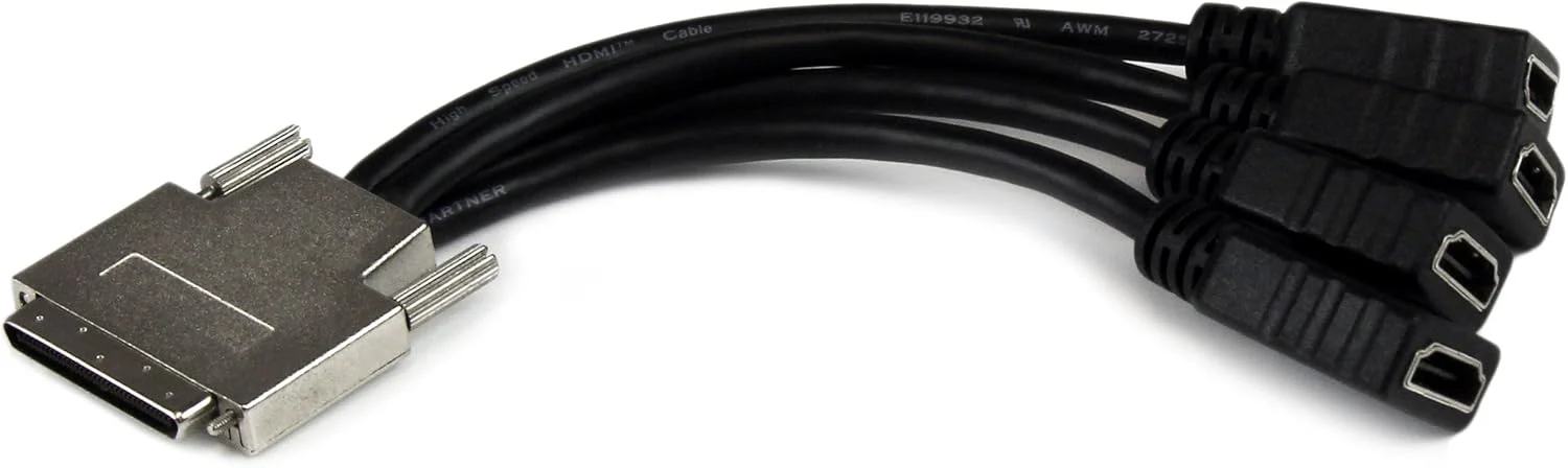 کابل تبدیل VHDCI به 4 پورت HDMI استار تک - مشکی، 0 سانتی متر، مناسب برای فضاهای داخلی، نر به ماده، 91 پین، سازگار با تلویزیون و مانیتور