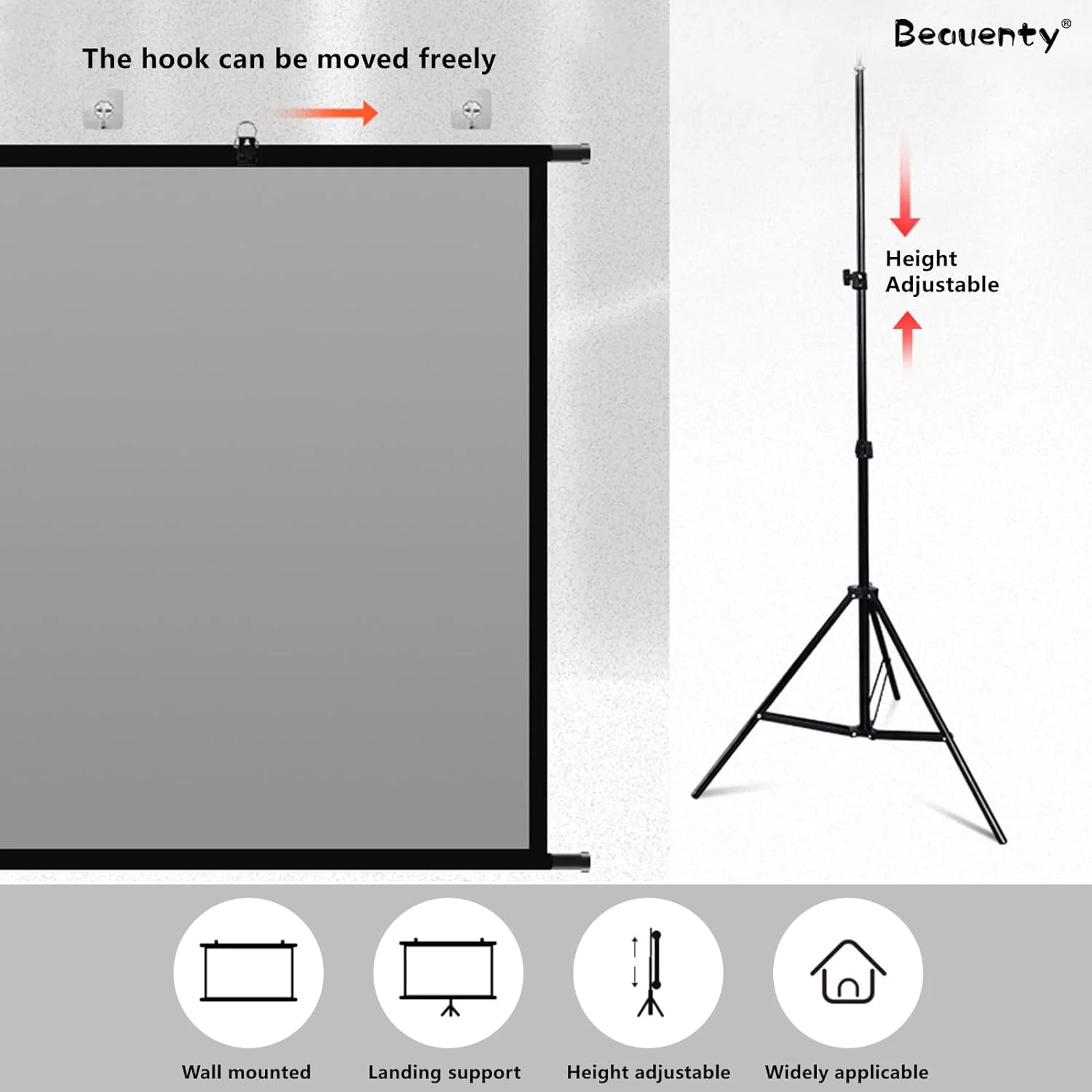 پرده نمایش پروژکتور Beauenty، 60 اینچ تاشو با بهره 2.4 و نسبت تصویر 16:9، مناسب برای پروژکتورهای 4K، ضد چروک، سبک وزن، قابل حمل (پایه - 60 اینچ) پرده نمایش پروژکتور Beauenty، 60 اینچ تاشو با بهره 2.4 و نسبت تصویر 16:9، مناسب برای پروژکتورهای 4K، ضد چروک، سبک وزن، قابل حمل (پایه - 60 اینچ)