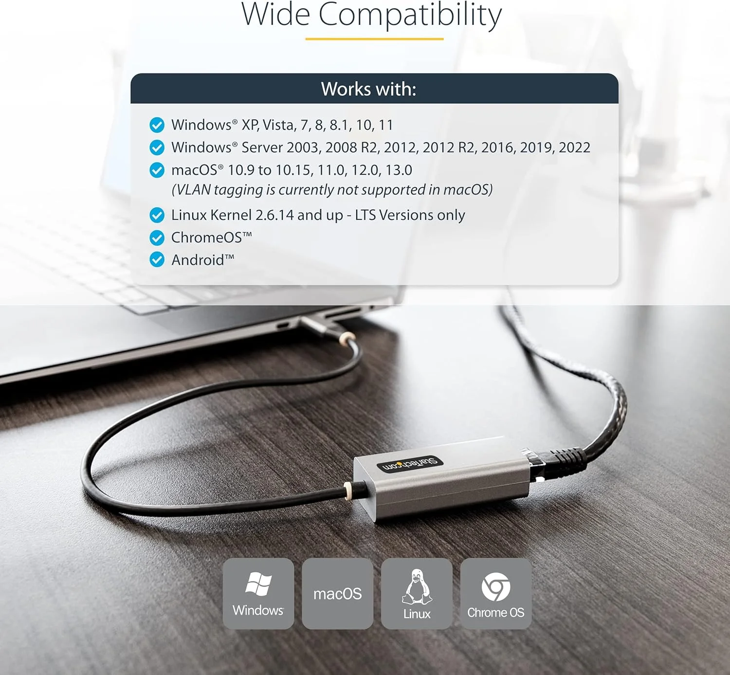 آداپتور USB-C به اترنت StarTech.com، آداپتور شبکه USB 3.0 به گیگابیت اترنت - 10/100/1000 مگابیت بر ثانیه، آداپتور USB-C به RJ45 اترنت (GbE)، کابل متصل 12 اینچی، نصب بدون نیاز به درایور (US1GC30B2) آداپتور USB-C به اترنت StarTech.com، آداپتور شبکه USB 3.0 به گیگابیت اترنت - 10/100/1000 مگابیت بر ثانیه، آداپتور USB-C به RJ45 اترنت (GbE)، کابل متصل 12 اینچی، نصب بدون نیاز به درایور (US1GC30B2)