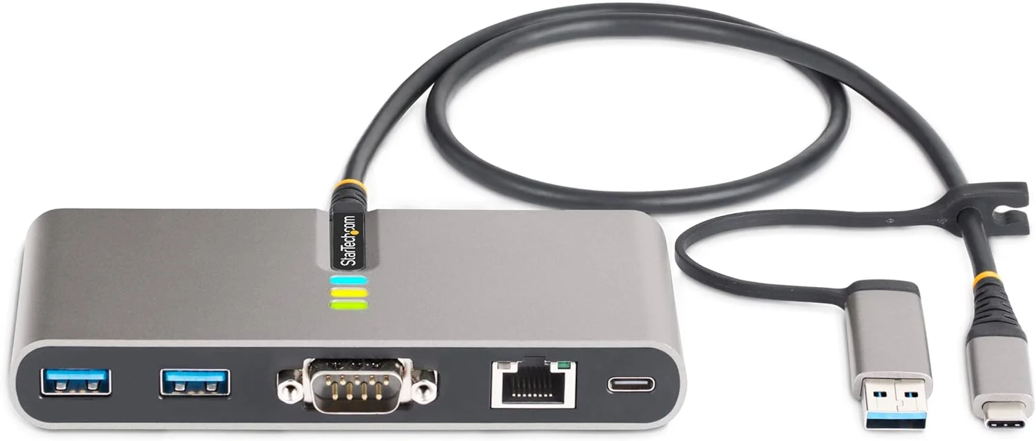 هاب 2 پورت USB-C استار تک با اترنت گیگابیتی و سریال RS232 FTDI، دانگل USB-C به USB-A متصل، عبور جریان برق 100 واتی PD، 2 پورت USB-A 5Gbps هاب 2 پورت USB-C استار تک با اترنت گیگابیتی و سریال RS232 FTDI، دانگل USB-C به USB-A متصل، عبور جریان برق 100 واتی PD، 2 پورت USB-A 5Gbps