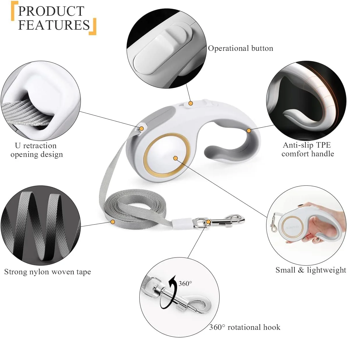 NALACAL Retractable Dog Leash, Pet Walking Leash with Anti-Slip Handle for Small Medium Large Breed Dogs up to 50lbs 360°Tangle-Free One-Handed Brake Pause Lock 10FT NALACAL Retractable Dog Leash, Pet Walking Leash with Anti-Slip Handle for Small Medium Large Breed Dogs up to 50lbs 360°Tangle-Free One-Handed Brake Pause Lock 10FT