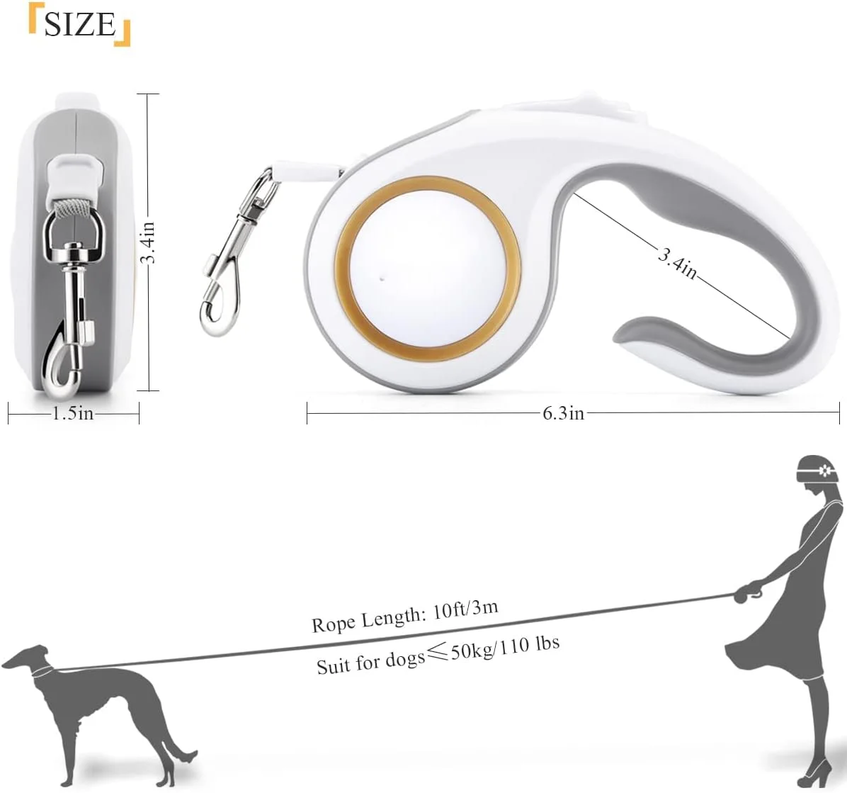 NALACAL Retractable Dog Leash, Pet Walking Leash with Anti-Slip Handle for Small Medium Large Breed Dogs up to 50lbs 360°Tangle-Free One-Handed Brake Pause Lock 10FT NALACAL Retractable Dog Leash, Pet Walking Leash with Anti-Slip Handle for Small Medium Large Breed Dogs up to 50lbs 360°Tangle-Free One-Handed Brake Pause Lock 10FT