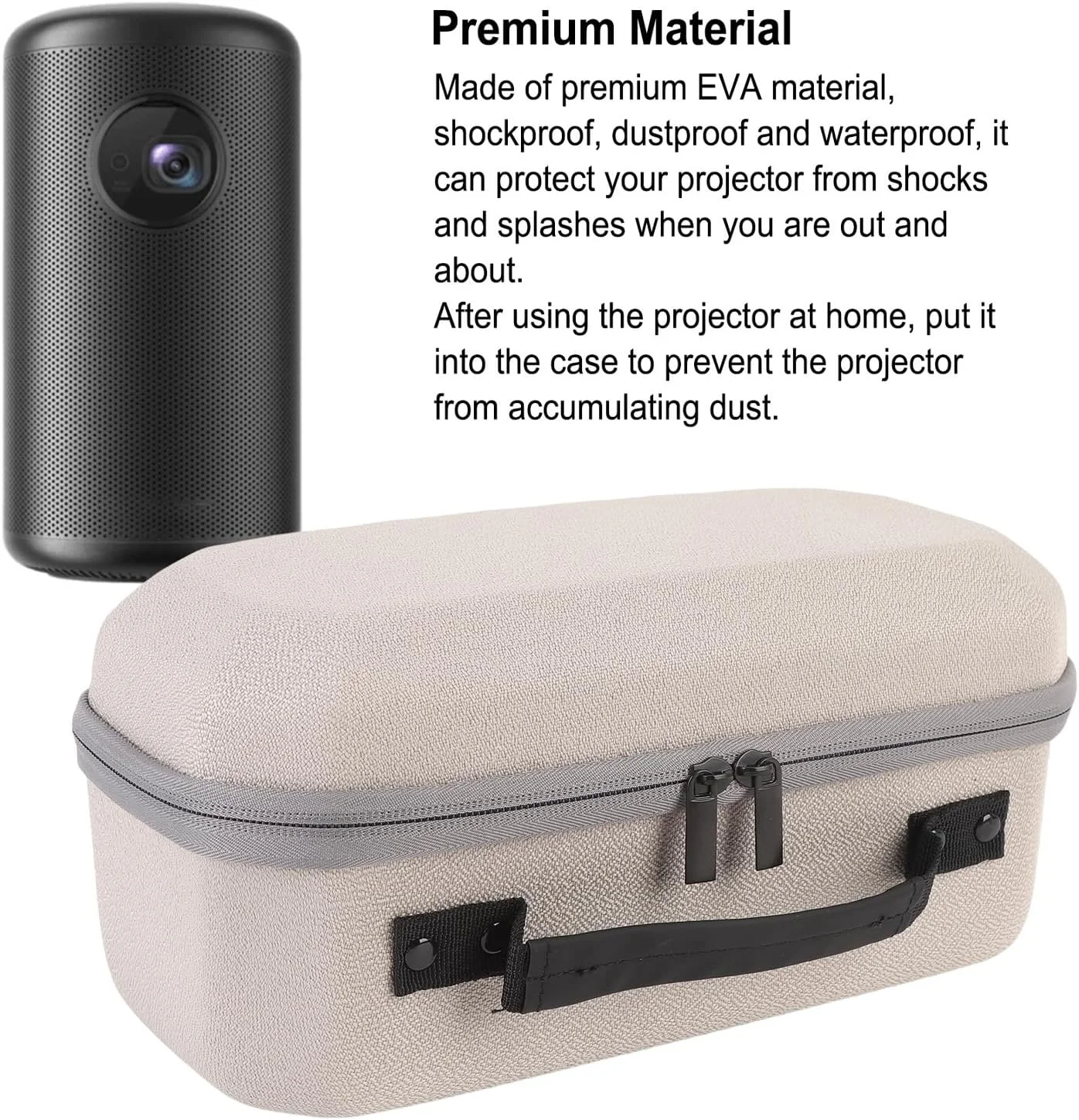 کیف حمل پروژکتور Bewinner، کیف نگهداری مسافرتی، جنس EVA ضد ضربه و ضد باران با روکش مخملی برای سفر و ماجراجویی در فضای باز، مناسب برای پروژکتور Nebula Capsule 3 1080P کیف حمل پروژکتور Bewinner، کیف نگهداری مسافرتی، جنس EVA ضد ضربه و ضد باران با روکش مخملی برای سفر و ماجراجویی در فضای باز، مناسب برای پروژکتور Nebula Capsule 3 1080P