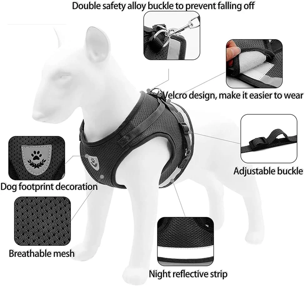 ست قلاده سگ NeoStyle با بند، قلاده سگ قابل تنظیم بازتابنده بدون کشیدن با جلیقه پددار برای سگ ها و گربه های خیلی کوچک/کوچک متوسط بزرگ (S، مشکی (ست 2 تکه)) ست قلاده سگ NeoStyle با بند، قلاده سگ قابل تنظیم بازتابنده بدون کشیدن با جلیقه پددار برای سگ ها و گربه های خیلی کوچک/کوچک متوسط بزرگ (S، مشکی (ست 2 تکه))