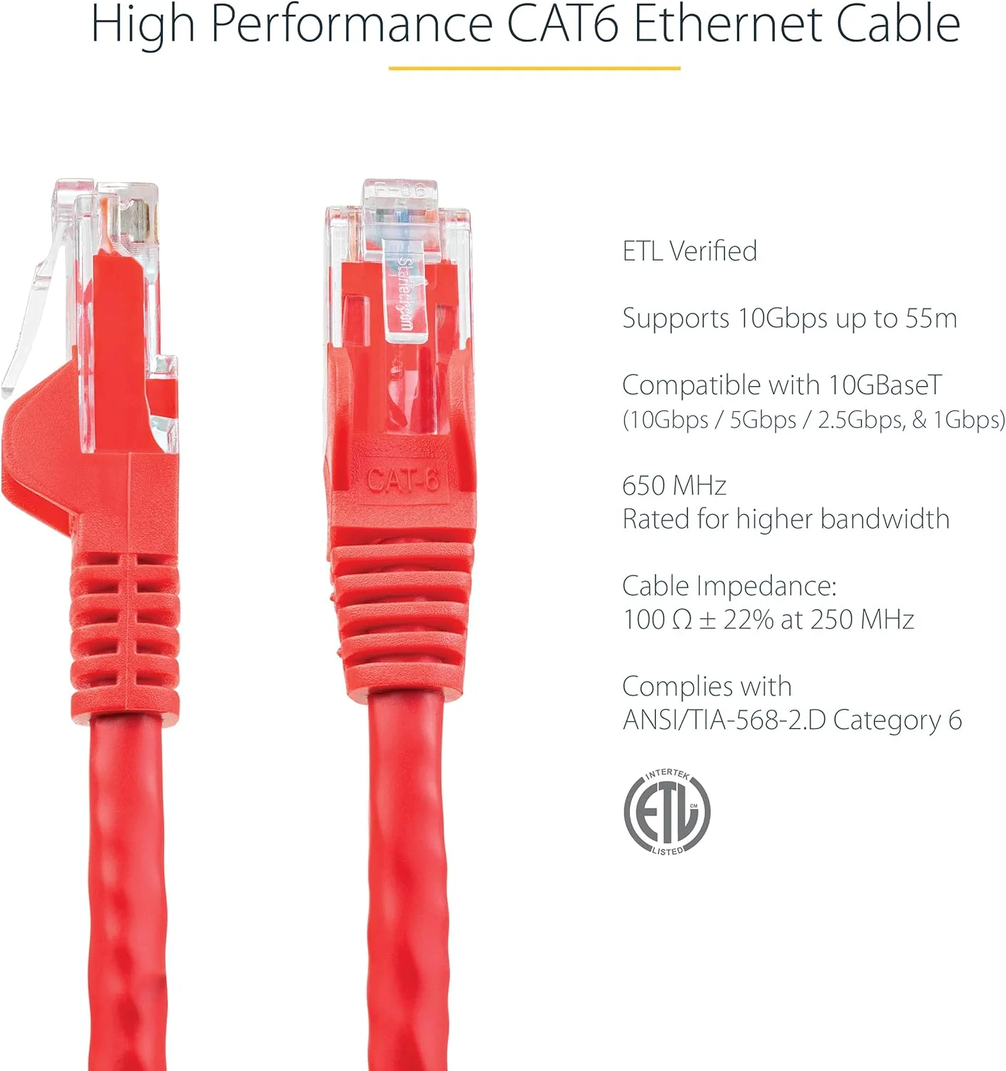 کابل اترنت CAT6 استار تک دات کام به طول 1.5 متر - سیم اترنت گیگابیتی CAT 6 قرمز - 650 مگاهرتز 100 وات PoE++ RJ45 UTP دسته 6 کابل شبکه/پچ کورد بدون گیر با محافظ کشش دارای گواهینامه Fluke d UL/TIA (N6PATC150CMRD) کابل اترنت CAT6 استار تک دات کام به طول 1.5 متر - سیم اترنت گیگابیتی CAT 6 قرمز - 650 مگاهرتز 100 وات PoE++ RJ45 UTP دسته 6 کابل شبکه/پچ کورد بدون گیر با محافظ کشش دارای گواهینامه Fluke d UL/TIA (N6PATC150CMRD)