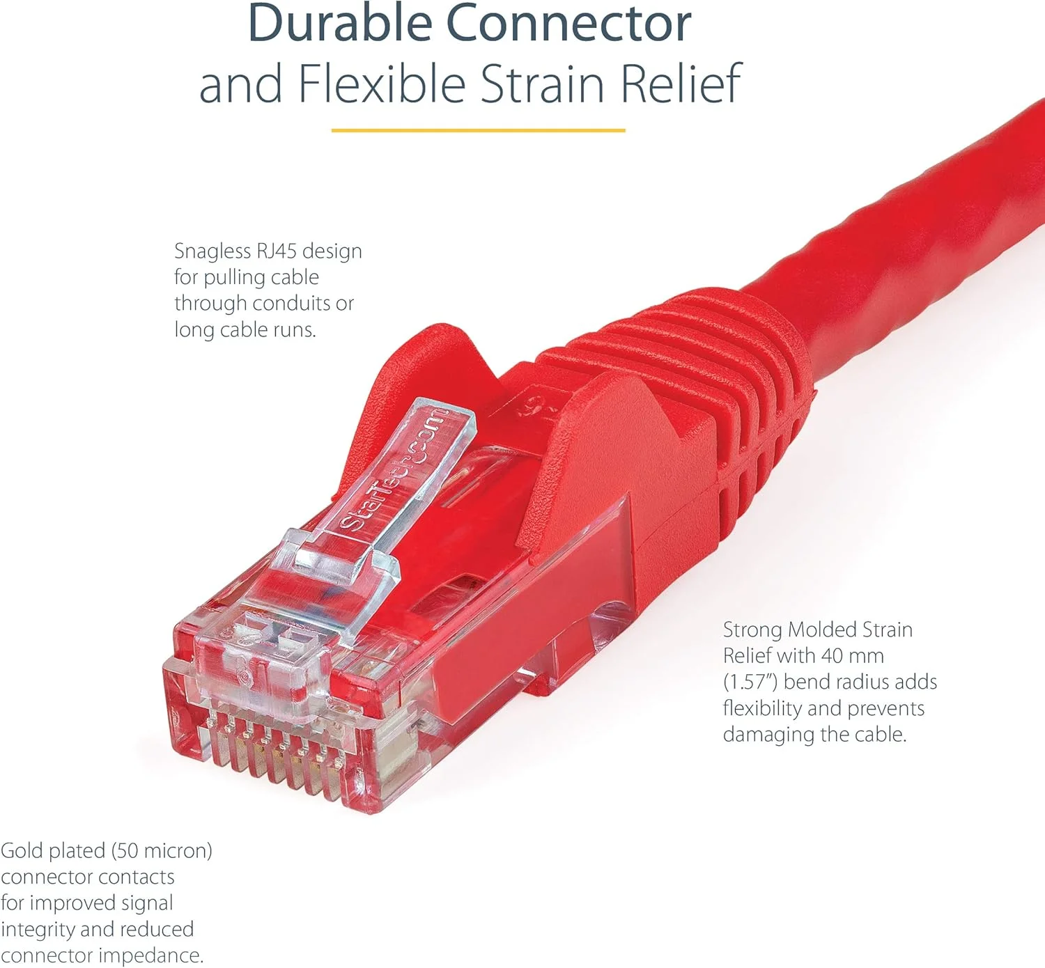 کابل اترنت CAT6 استار تک دات کام به طول 1.5 متر - سیم اترنت گیگابیتی CAT 6 قرمز - 650 مگاهرتز 100 وات PoE++ RJ45 UTP دسته 6 کابل شبکه/پچ کورد بدون گیر با محافظ کشش دارای گواهینامه Fluke d UL/TIA (N6PATC150CMRD) کابل اترنت CAT6 استار تک دات کام به طول 1.5 متر - سیم اترنت گیگابیتی CAT 6 قرمز - 650 مگاهرتز 100 وات PoE++ RJ45 UTP دسته 6 کابل شبکه/پچ کورد بدون گیر با محافظ کشش دارای گواهینامه Fluke d UL/TIA (N6PATC150CMRD)