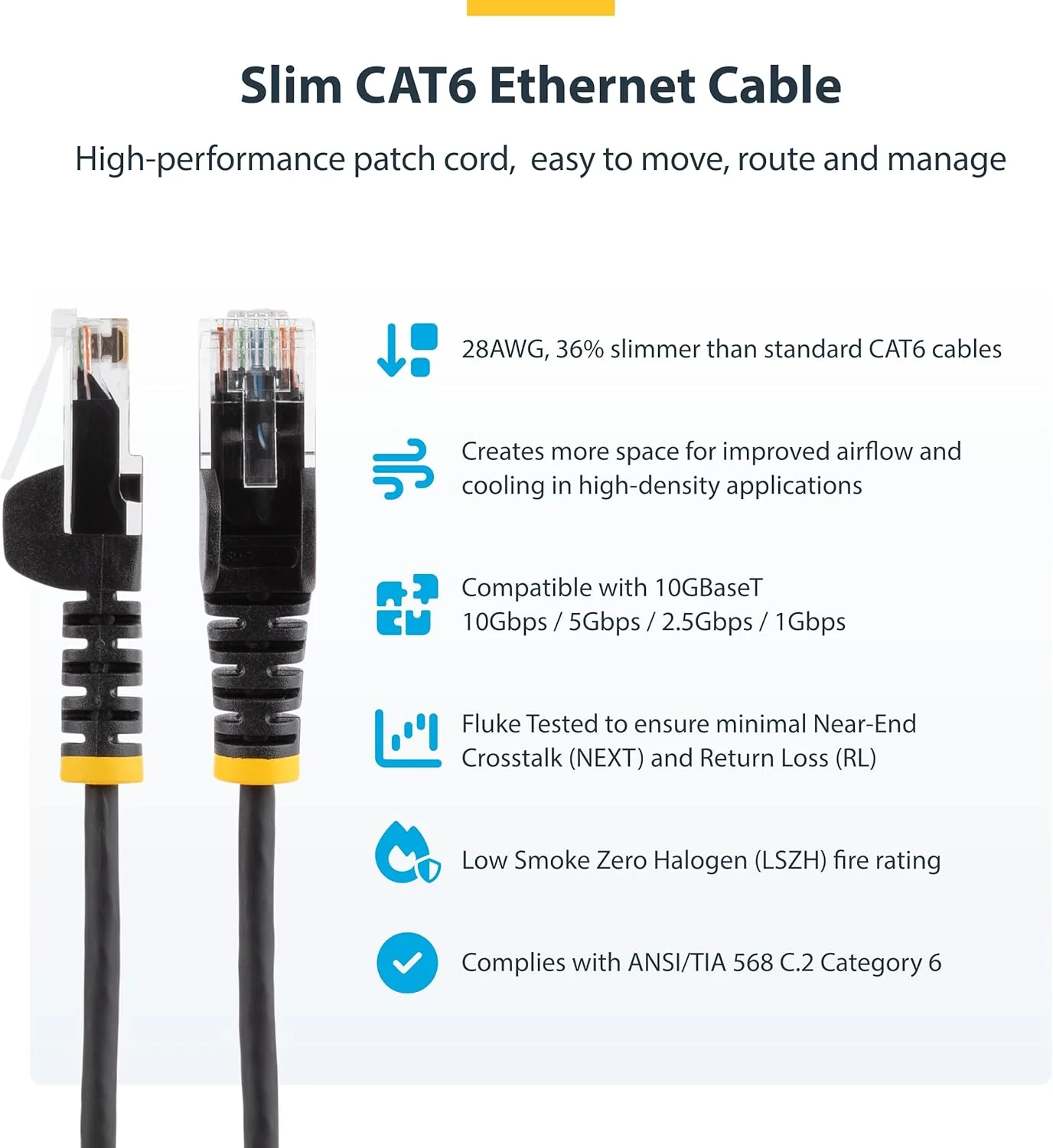 کابل CAT6 باریک 0.5 متری StarTech.com - کابل پچ CAT6 باریک - مشکی - اتصالات RJ45 بدون گیر - کابل اترنت گیگابیتی - 28 AWG (N6PAT50CMBKS) کابل CAT6 باریک 0.5 متری StarTech.com - کابل پچ CAT6 باریک - مشکی - اتصالات RJ45 بدون گیر - کابل اترنت گیگابیتی - 28 AWG (N6PAT50CMBKS)