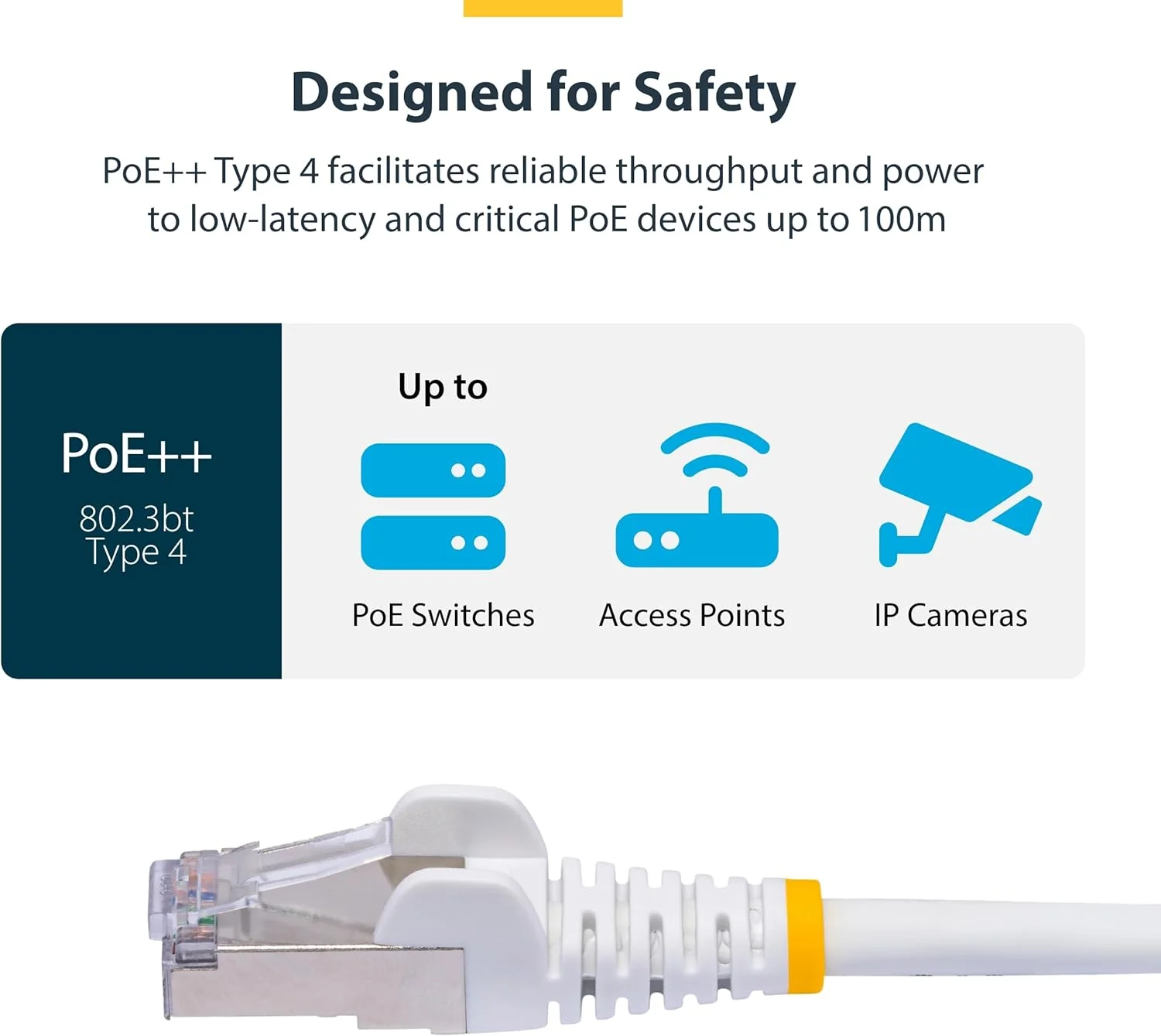 کابل اترنت CAT8 سفید 15 متری StarTech.com، RJ45 بدون گیر، 25G/40G، 2000MHz، 100W PoE++، S/FTP، مس خالص 26AWG، LSZH کابل اترنت CAT8 سفید 15 متری StarTech.com، RJ45 بدون گیر، 25G/40G، 2000MHz، 100W PoE++، S/FTP، مس خالص 26AWG، LSZH