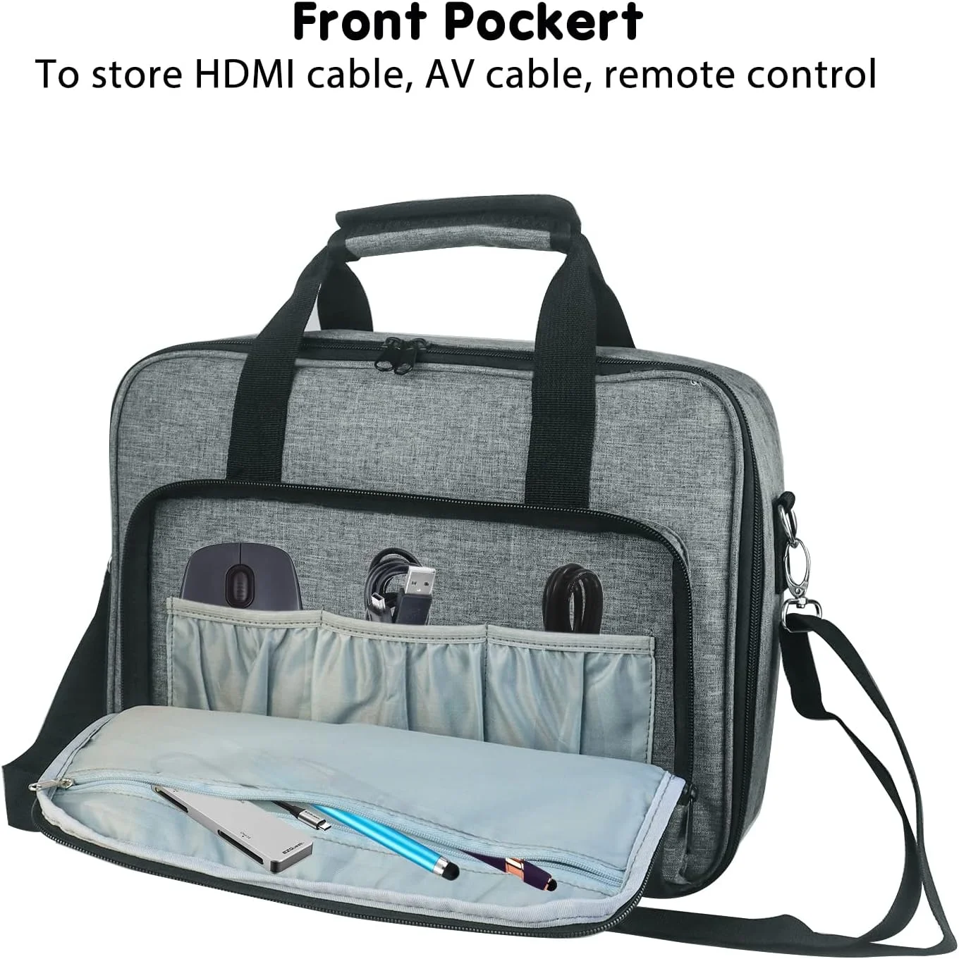 کیف پروژکتور Boczif، کیف مسافرتی قابل حمل با محفظه لپ تاپ و بند شانه قابل تنظیم برای مینی پروژکتور و لوازم جانبی