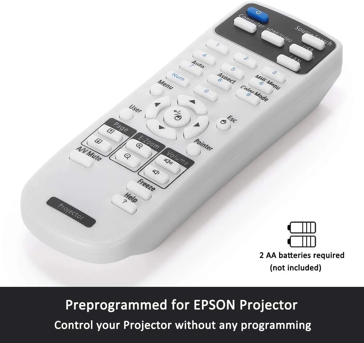 ریموت کنترل پروژکتور یونیورسال BURAQ مدل 2181788 1613717 1648806 1547200 برای سری پروژکتورهای Epson PowerLite، Home Cinema، BrightLink، Home Pro، یک ریموت کنترل جایگزین برای همه