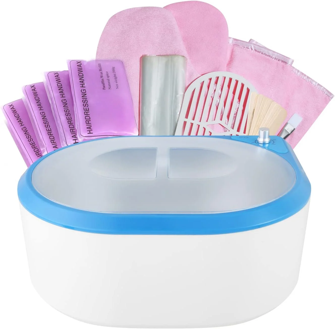 دستگاه پارافین تراپی جدید Tupheedu برای دست و پا، حمام پارافین اسپا برای نرم و لطیف کردن پوست خشک، گرم کننده سریع موم پارافین (آبی)