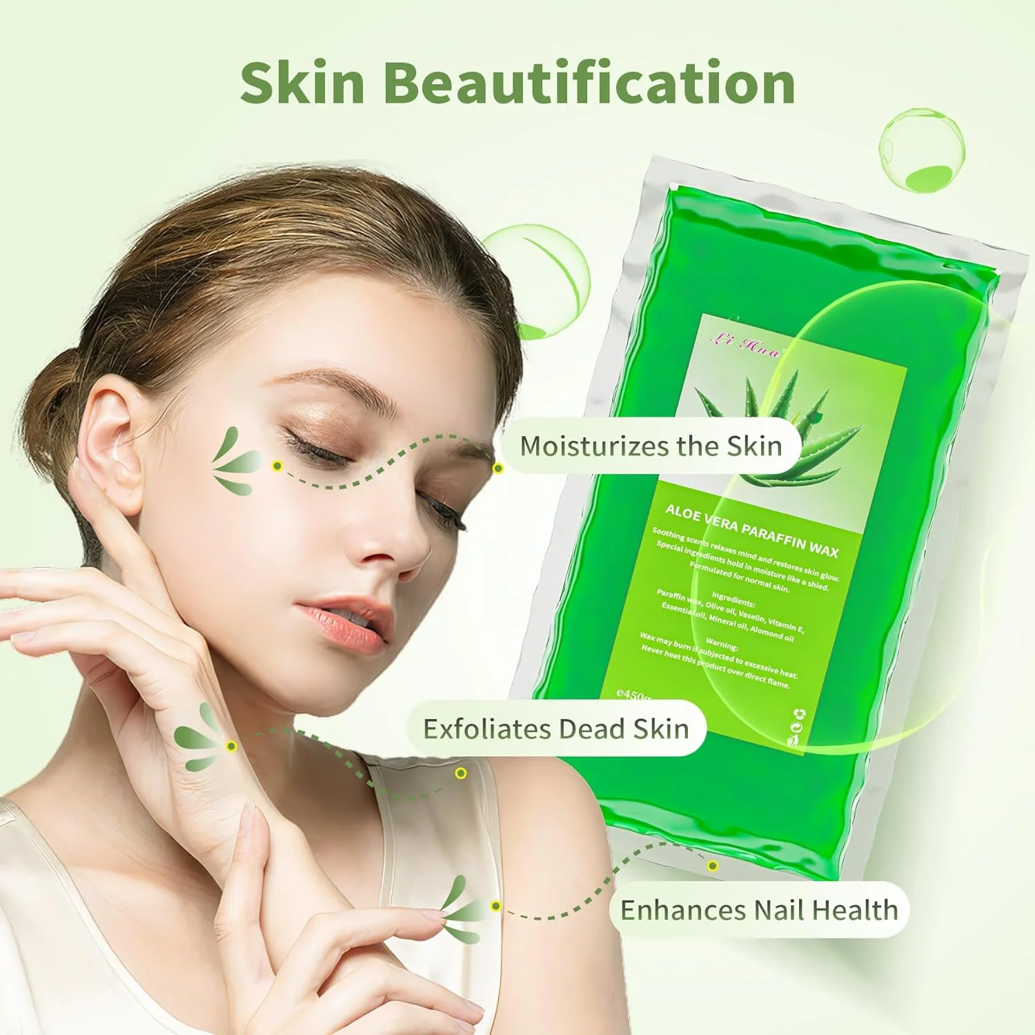 YAOBLUESEA بسته 6 عددی پارافین وکس، 2700 گرم وکس پارافین آلوئه ورا برای حمام پارافین دست و پا، تسکین دهنده خستگی عضلات، مرطوب کننده و مغذی