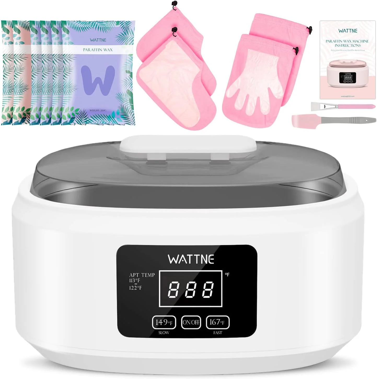 دستگاه پارافین واتنه برای دست و پا - کیت مرطوب کننده گرم کننده پارافین با قابلیت تنظیم خودکار زمان و گرم نگه داشتن پارافین برای آرتروز (رنگ سفید)