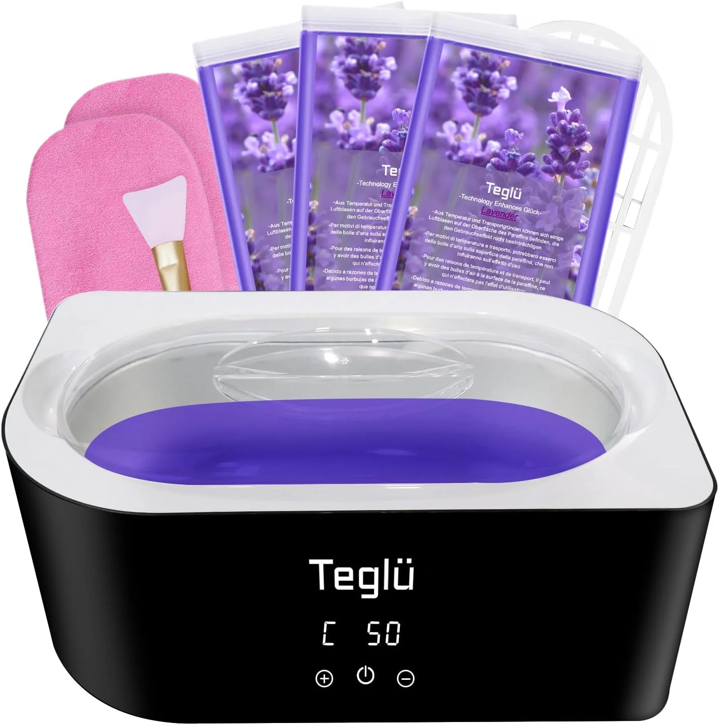 دستگاه پارافین تراپی تگلو برای دست و پا 4 لیتری به همراه 3 بسته 450 گرمی پارافین