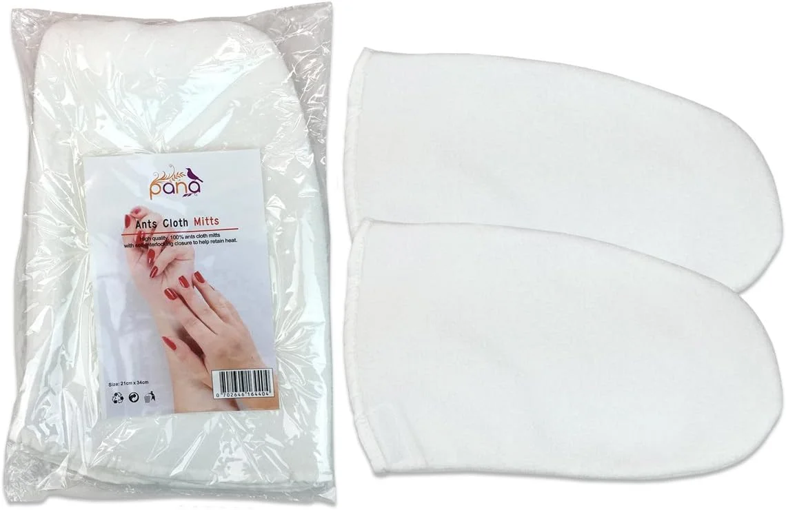 دستکش های پارچه ای حرارتی سفید قابل استفاده مجدد برند PanaA برای درمان های اسپا با پارافین وکس/خود برنزه کردن