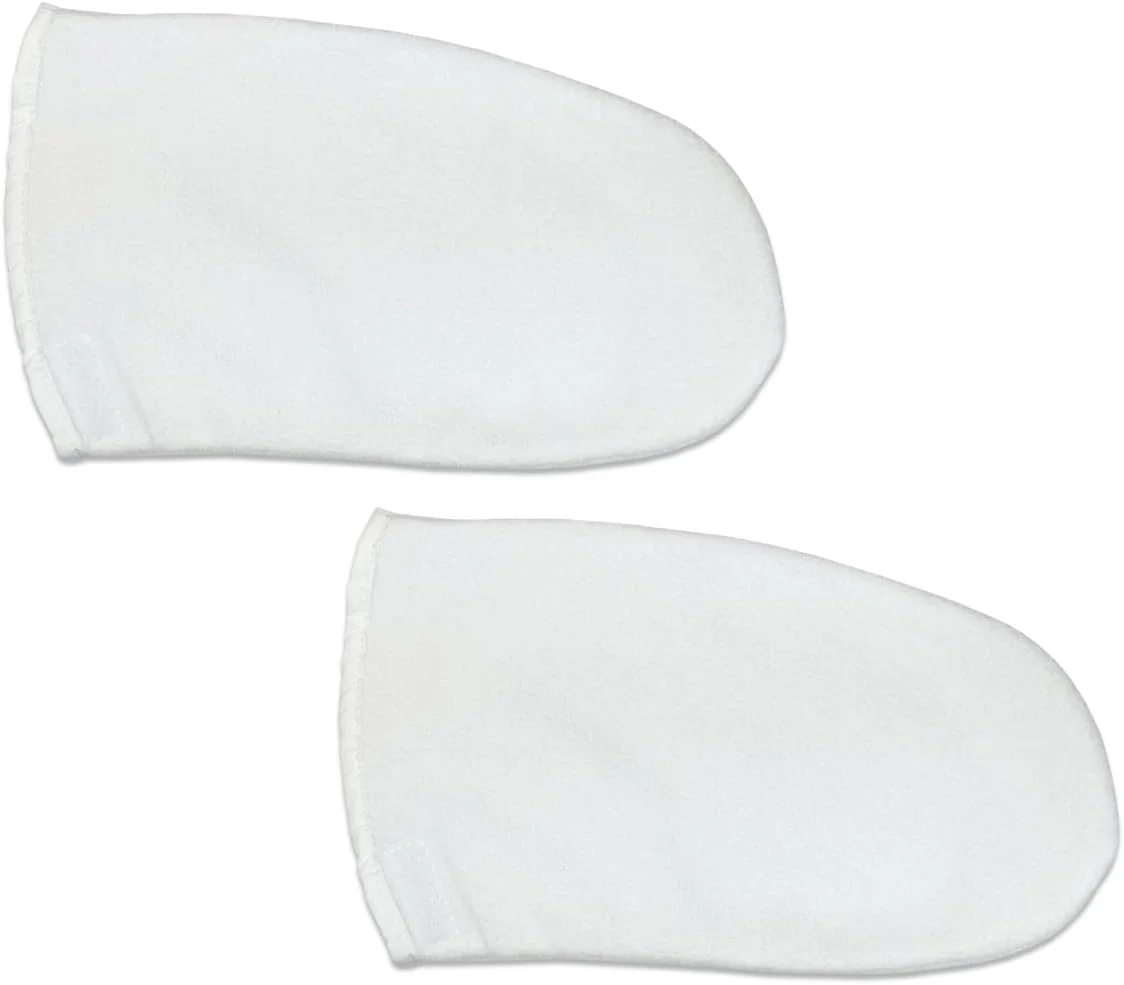 دستکش های پارچه ای حرارتی سفید قابل استفاده مجدد برند PanaA برای درمان های اسپا با پارافین وکس/خود برنزه کردن