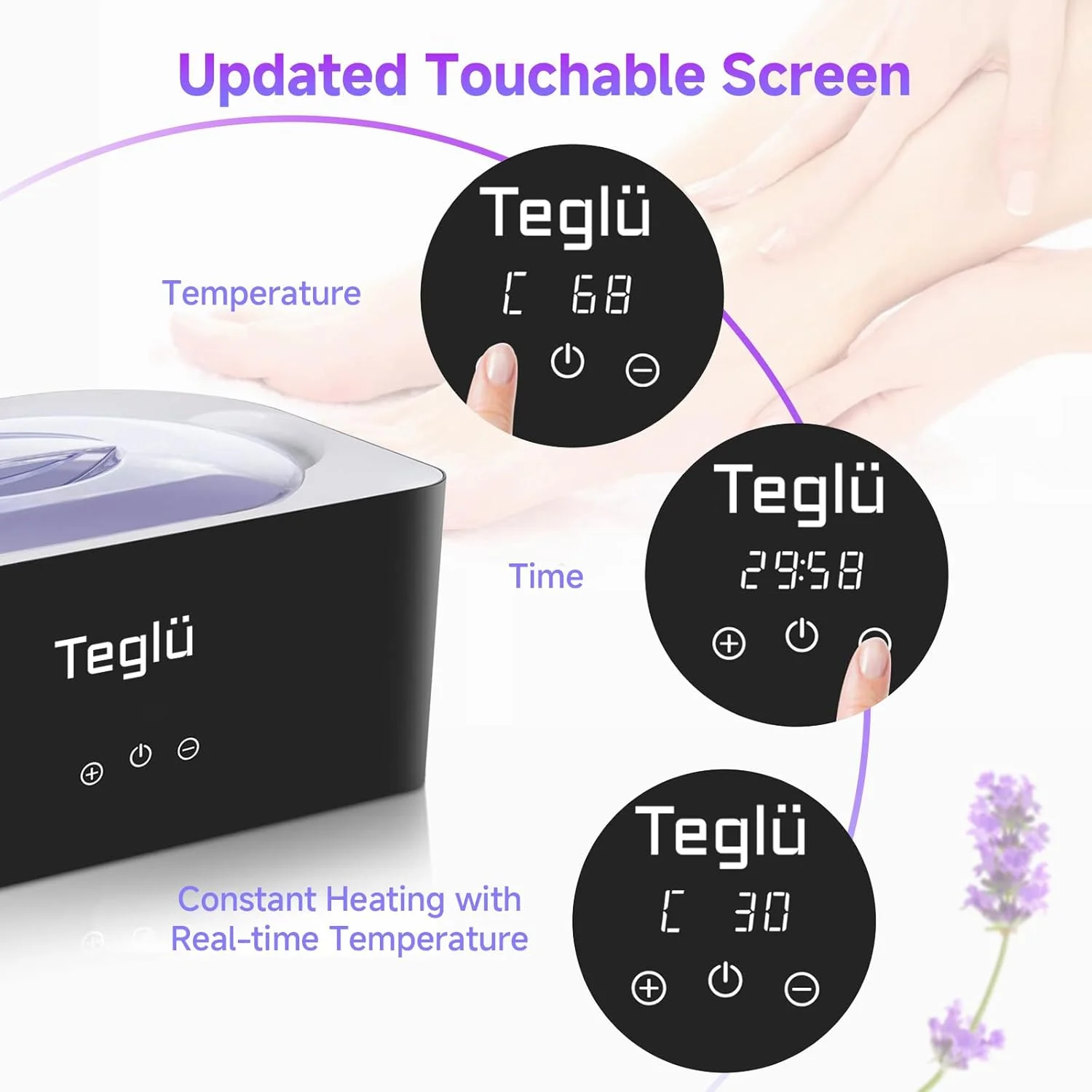 دستگاه پارافین تراپی تگلو برای دست و پا 4 لیتری به همراه 3 بسته 450 گرمی پارافین