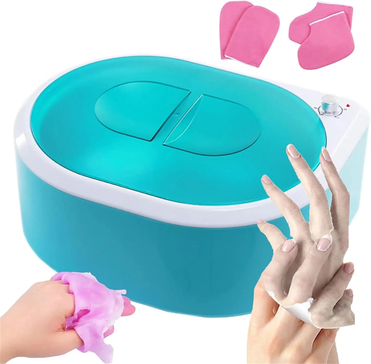 دستگاه پارافین تراپی، گرم کننده پارافین با دمای قابل تنظیم 55-70 درجه سانتیگراد، ظرف حمام پارافین 2.7 لیتری با ظرفیت بزرگ برای مراقبت از پارافین دست و پا، آبی