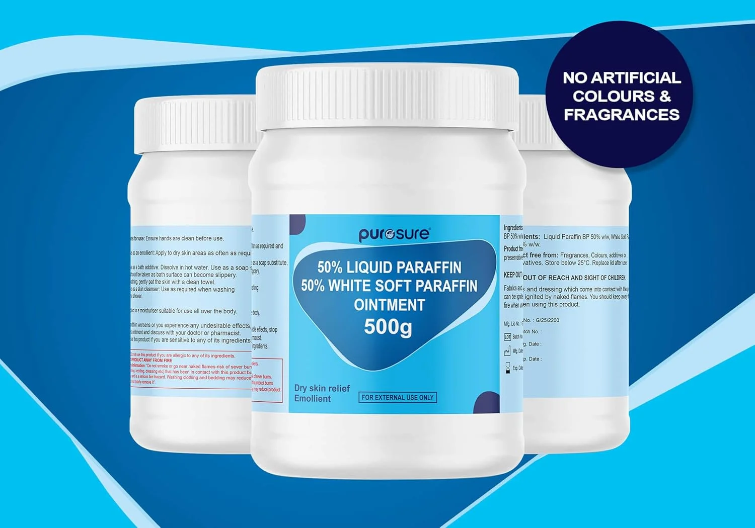 پماد پارافین نرم کننده Purosure، افزودنی حمام و پاک کننده پوست برای شرایط پوست خشک 500 گرم