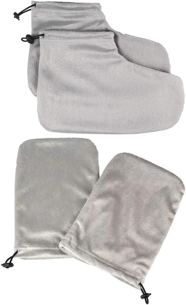 2 جفت روکش پارافین برای دست و پا، دستکش و پاپوش حمام پارافین برای درمان موم پارافین، خاکستری