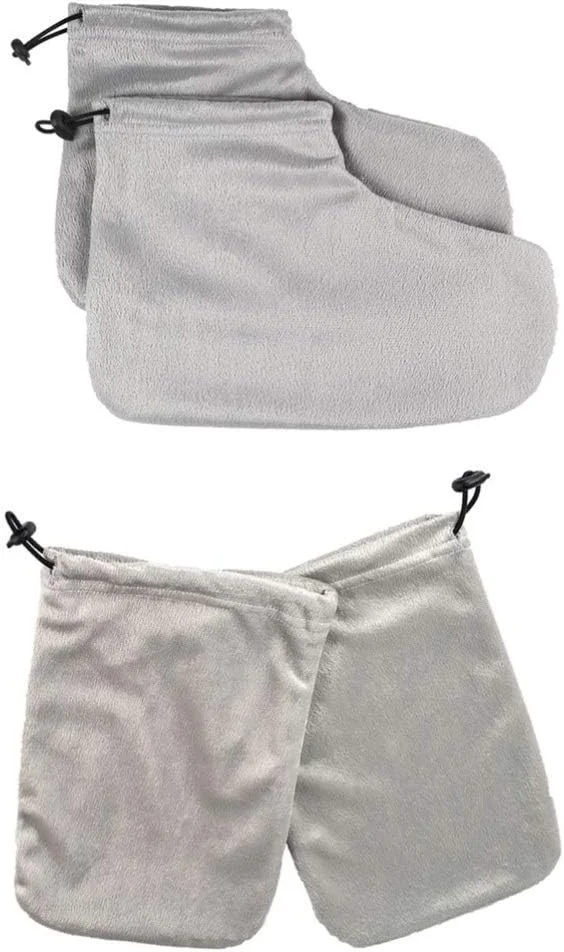 2 جفت روکش پارافین برای دست و پا، دستکش و پاپوش حمام پارافین برای درمان موم پارافین، خاکستری