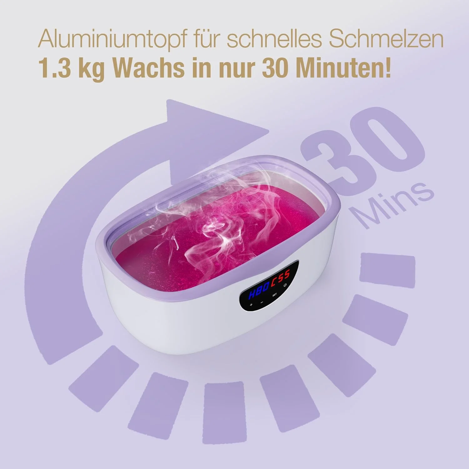 حمام پارافین 4 لیتری برای دست و پا، دستگاه حمام موم پارافین با حالت خودکار، دمای دقیق و ذوب سریع برای حمام های پارافین (بنفش)