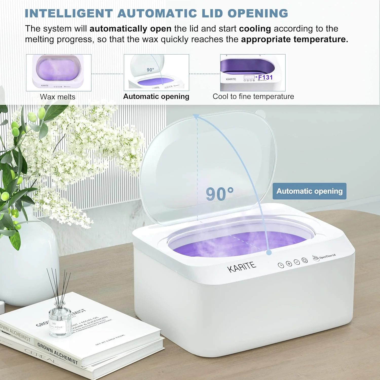 دستگاه موم پارافین KARITE برای دست و پا با درب بازشو خودکار، حمام پارافین، ذوب سریع موم در 20 دقیقه، کنترل دقیق دما، گرم کننده پارافین 4500 میلی لیتری با 8 بسته پرکننده دستگاه موم پارافین KARITE برای دست و پا با درب بازشو خودکار، حمام پارافین، ذوب سریع موم در 20 دقیقه، کنترل دقیق دما، گرم کننده پارافین 4500 میلی لیتری با 8 بسته پرکننده