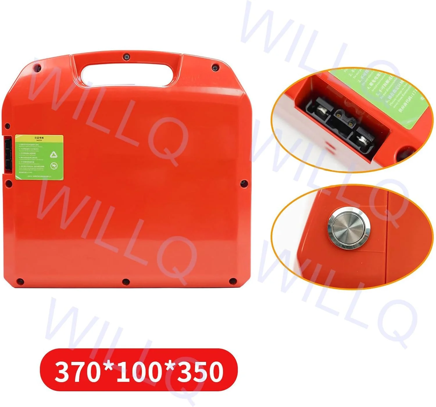 باطری لیتیومی لیفتراک WILLQ با ولتاژ 24 ولت و ظرفیت 20 آمپر ساعت، 30 آمپر ساعت، 40 آمپر ساعت، 60 آمپر ساعت و باطری لیتیومی جک پالت برقی 48 ولت با ظرفیت 20 آمپر ساعت، 30 آمپر ساعت، بسته باطری لیتیوم-یون کامیون با ابعاد 370x100x350 میلی متر، 24v20ah