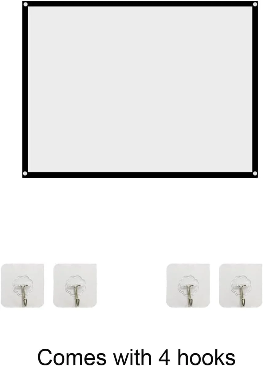 پرده نمایش پروژکتور WANGCL قابل حمل برای سینمای خانگی داخلی/خارجی، صفحه نمایش نرم سفید پلی استر 16/9 برای کمپینگ در فضای باز، تاشو با کنتراست بالا دارای سوراخ های آویز - 60 اینچ