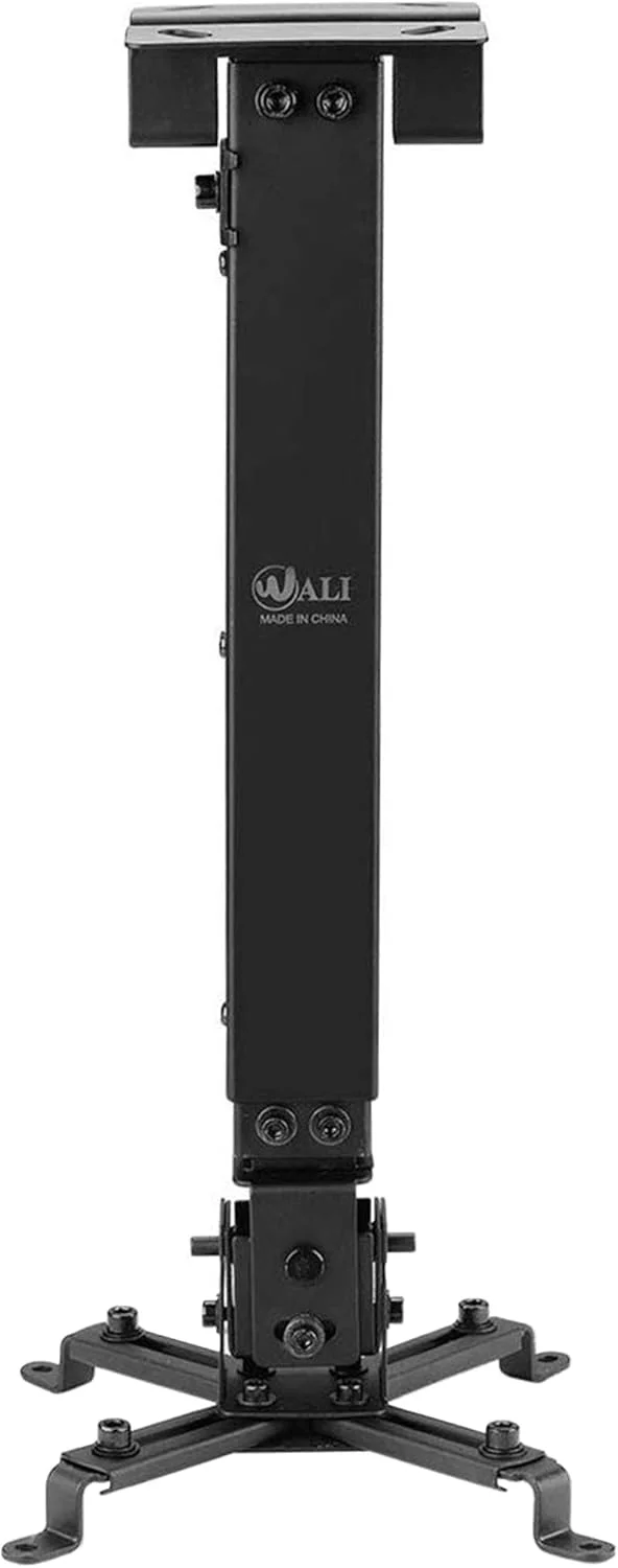 پایه سقفی پروژکتور یونیورسال WALI با قابلیت تنظیم چندگانه و میله‌ی افزایش طول 25.6 اینچی، تحمل وزن تا 20 کیلوگرم (PM-001-BLK)، مشکی