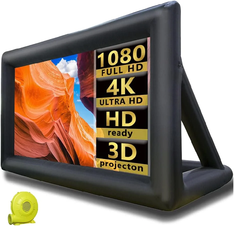 پرده نمایش بادی 8 متری WGIA، پرده پروژکتور بادی به همراه دمنده هوا، طناب، کیت تعمیر و کیف نگهداری، پشتیبانی از نمایش جلو و عقب، مناسب برای شب های فیلم، حیاط خلوت و مهمانی کنار استخر