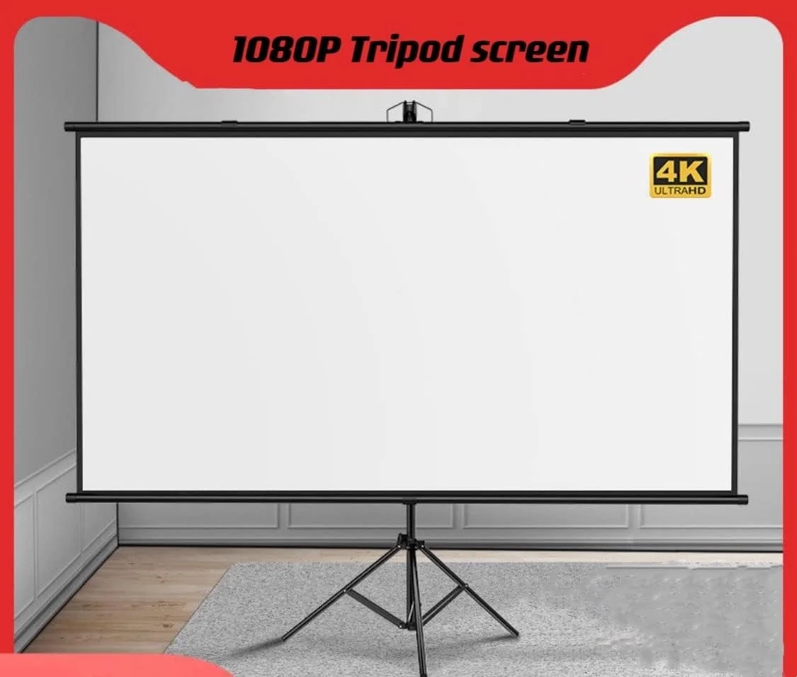 پرده نمایش سه پایه 100 اینچی YXS با پایه، 16:9 8K/4K Ultra HD 3D Ready، پرده نمایش پروژکتور فضای باز و داخلی برای سینمای حیاط خلوت، مسافرت، خانه، مهمانی، دفتر، کلاس درس و غیره... (221x124 سانتی متر)