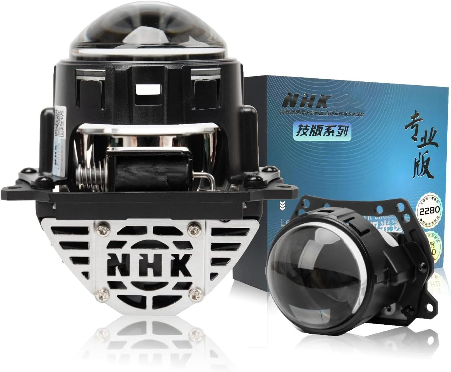 کیت بازسازی لنز مینی پروژکتور دوگانه 2.5 اینچی YUFANYA NHK - 84 وات 20000 لومن 6000 کلوین نور سفید با خط برش واضح برای چراغ های جلو خودرو و موتورسیکلت