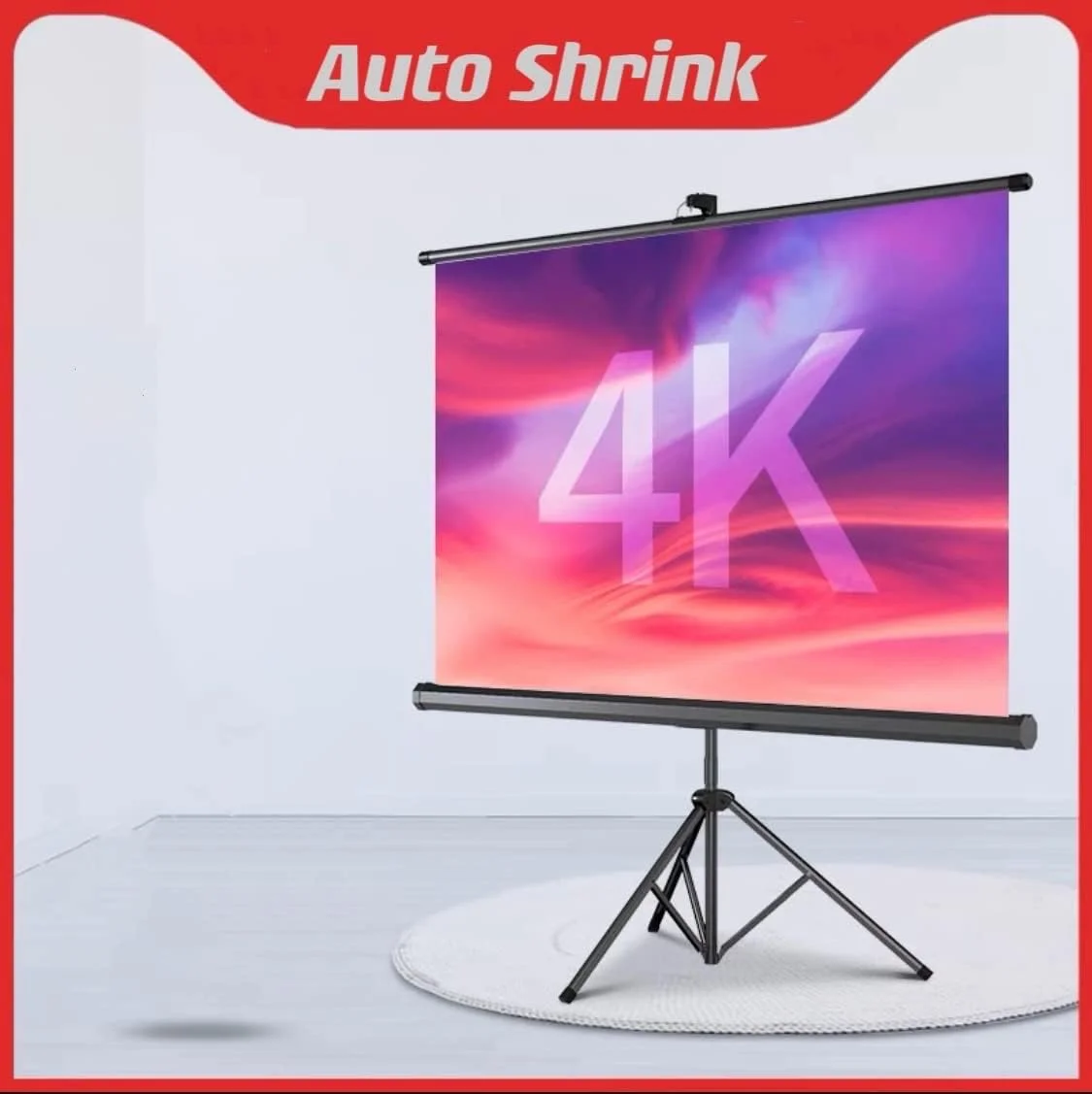 پرده نمایش سه پایه 100 اینچی YXS با پایه، 16:9 8K/4K Ultra HD 3D Ready، پرده نمایش پروژکتور فضای باز و داخلی برای سینمای حیاط خلوت، مسافرت، خانه، مهمانی، دفتر، کلاس درس و غیره... (221x124 سانتی متر)