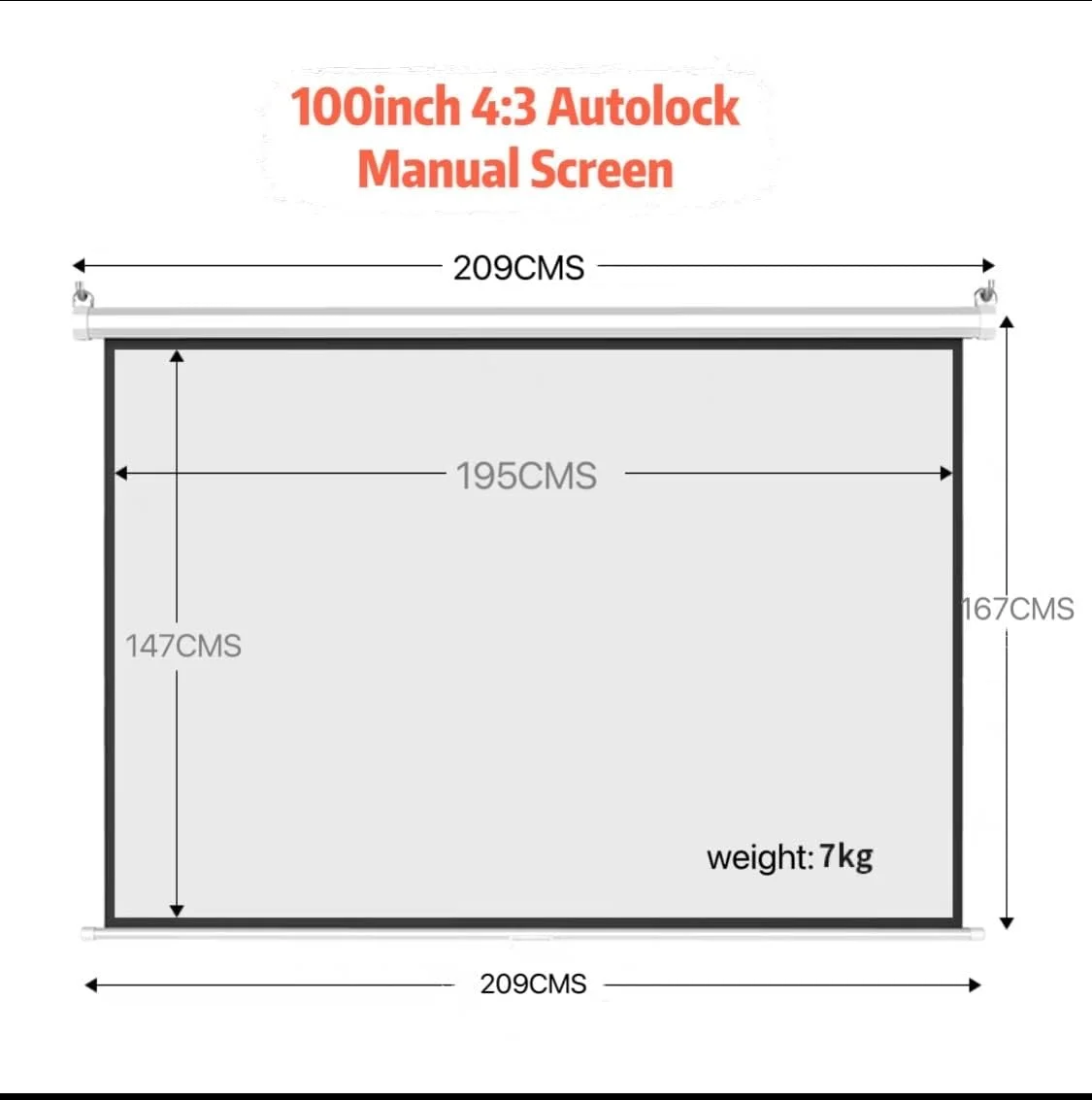 پرده نمایش دستی YXS، تاشو کامل، با قابلیت تنظیم ارتفاع، پرده نمایش بدون چروک با قفل خودکار، مناسب فضای باز و داخل خانه برای مهمانی سینمای حیاط خلوت، فیلم، سینمای خانگی، بازی، دفتر (100 اینچ 4:3)