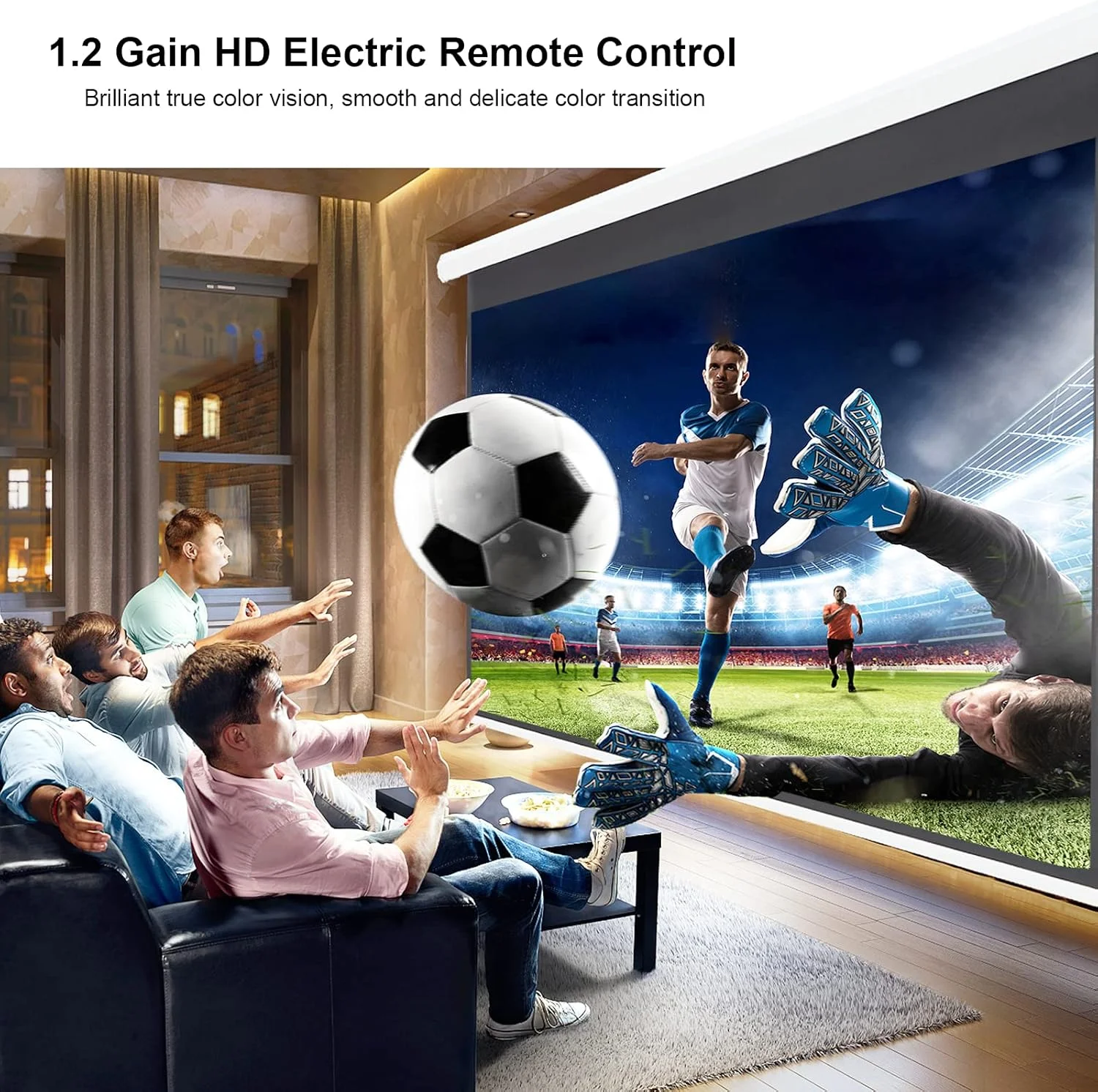 پرده نمایش برقی موتوردار YODOLLA، 84 اینچ، 16:9، 4K HD، پرده نمایش برقی دیواری سقفی جمع شونده خودکار برای فضای داخلی و خارجی