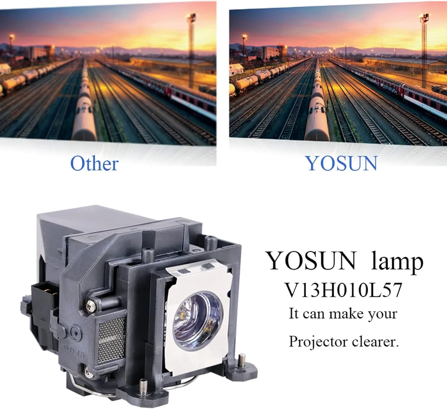 لامپ پروژکتور YOSUN برای اپسون ELPLP57 V13H010L57 مدل های eb-440w eb-450w eb-450we eb-450wi eb-455w eb-455wi eb-460 eb-460e eb-460i eb-465i h318a h343a