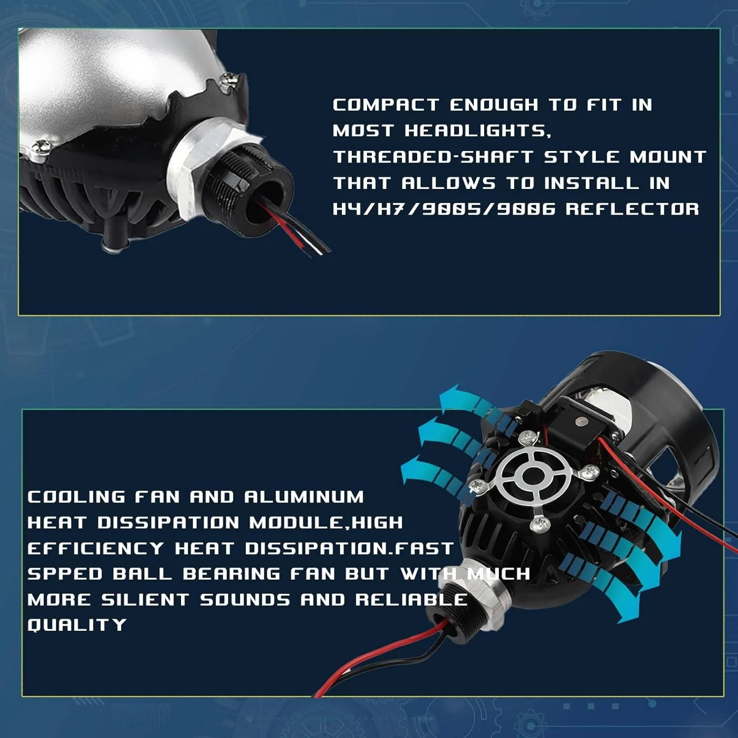 عدسی پروژکتور بای ال ای دی لانه زنبوری 2.5 اینچی YUFANYA با شیشه RGB 3.0 اینچی - 70 وات 20000 لومن 6000 کلوین نور سفید با خط کات آف تیز بدون ایجاد کوری برای خودروهای روبرو، عدسی پروژکتور ارتقا یافته