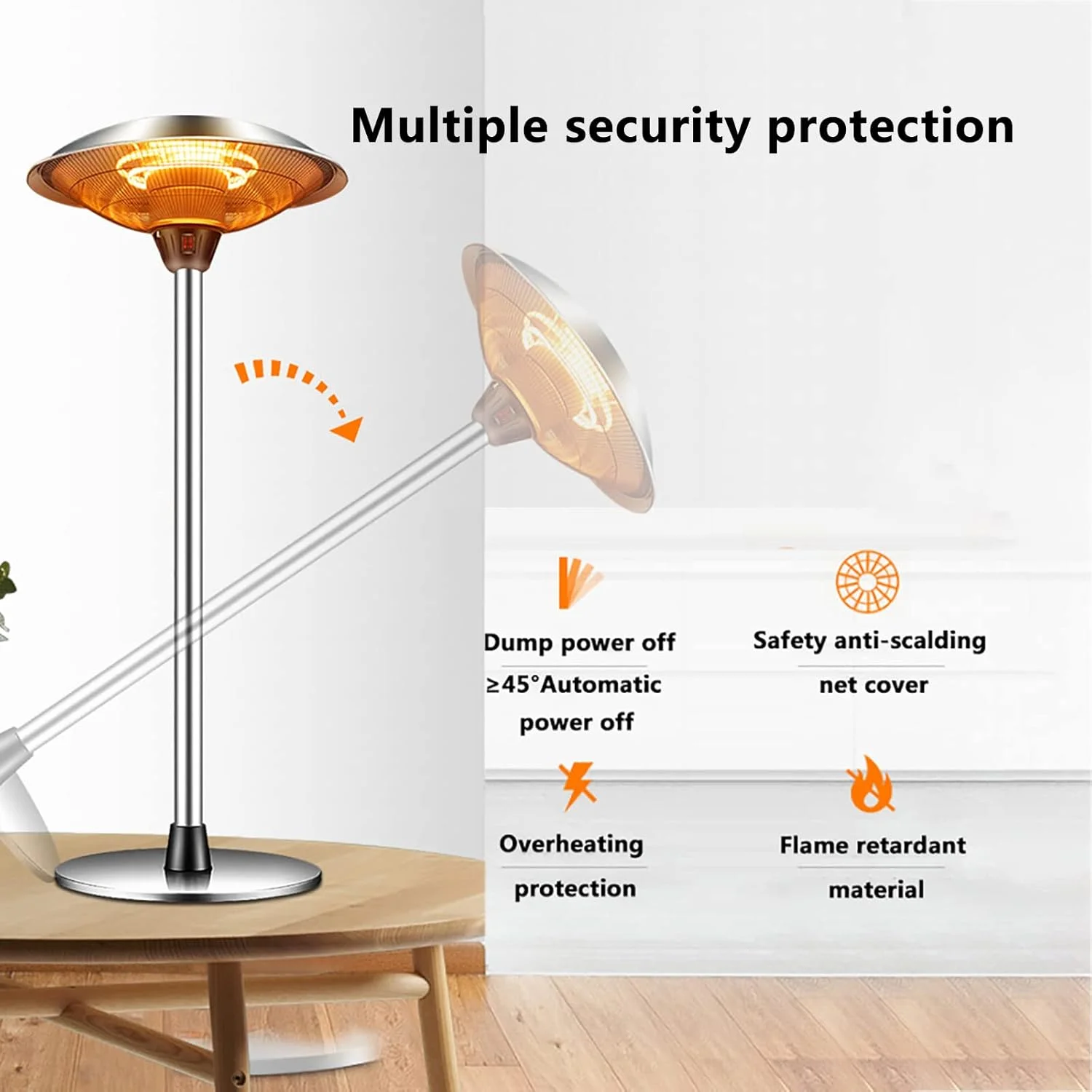 هیتر برقی رومیزی پاسیو با روکش ضد آب، ارتفاع ۹۵ سانتی متر، قابل حمل، مناسب فضای باز، باغ، آلاچیق، هیتر مادون قرمز ۲۲۰۰ وات / ۲۵۰۰ وات / ۳۰۰۰ وات