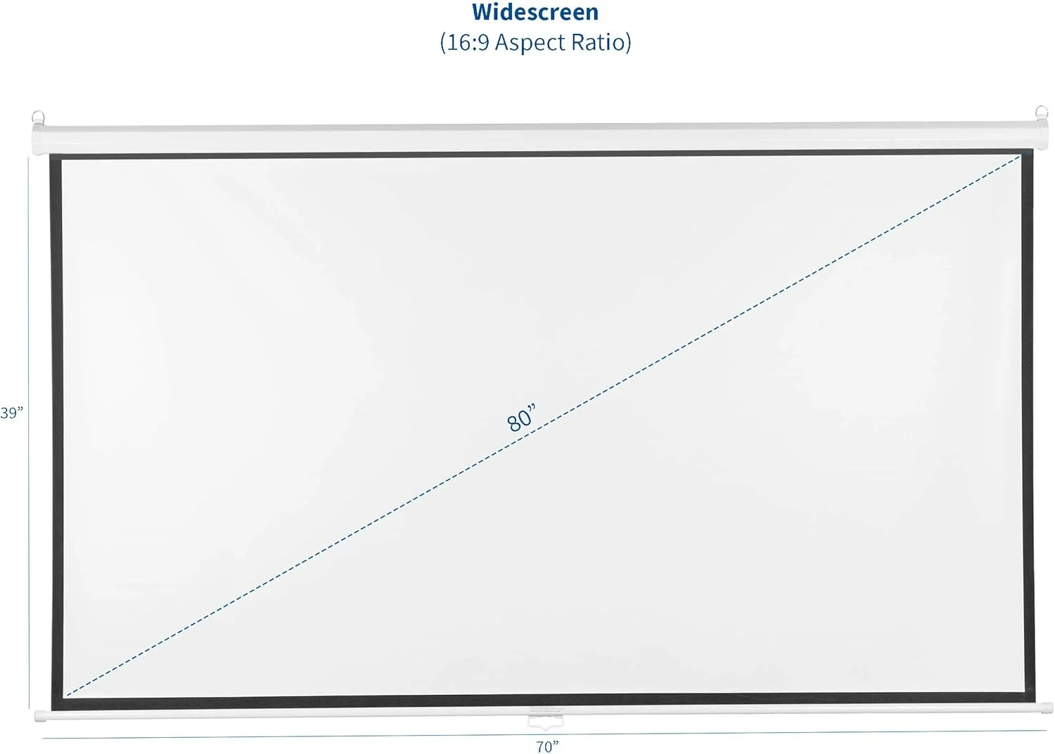 پرده نمایش پروژکتور 80 اینچی ویوو، 80 اینچ مورب، نسبت تصویر 16:9، پرده نمایش دستی HD با پس زمینه سفید مات مناسب برای سینمای خانگی مدل VIVO (PS-M-080)