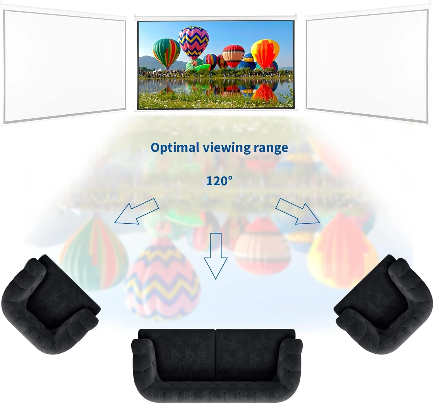 پرده نمایش پروژکتور 80 اینچی ویوو، 80 اینچ مورب، نسبت تصویر 16:9، پرده نمایش دستی HD با پس زمینه سفید مات مناسب برای سینمای خانگی مدل VIVO (PS-M-080)