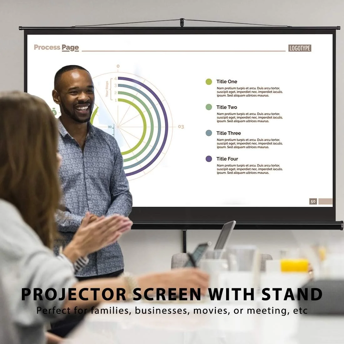 پرده نمایش پروژکتور 100 اینچی تاشو قابل حمل VIVOHOME با پایه سه پایه قابل تنظیم، پرده نمایش داخلی و خارجی، 4K HD 16:9 بدون چروک