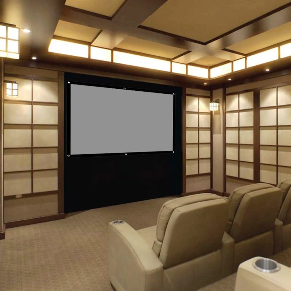 پرده نمایش پارچه ای 16:9 V VIKUSHA به همراه پایه پروژکتور، پرده نمایش ویدئویی 84 اینچی (پرده نمایش + پایه کوچک)