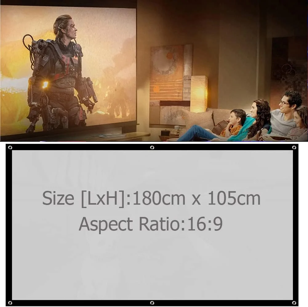 پرده نمایش پارچه ای 16:9 V VIKUSHA به همراه پایه پروژکتور، پرده نمایش ویدئویی 84 اینچی (پرده نمایش + پایه کوچک)