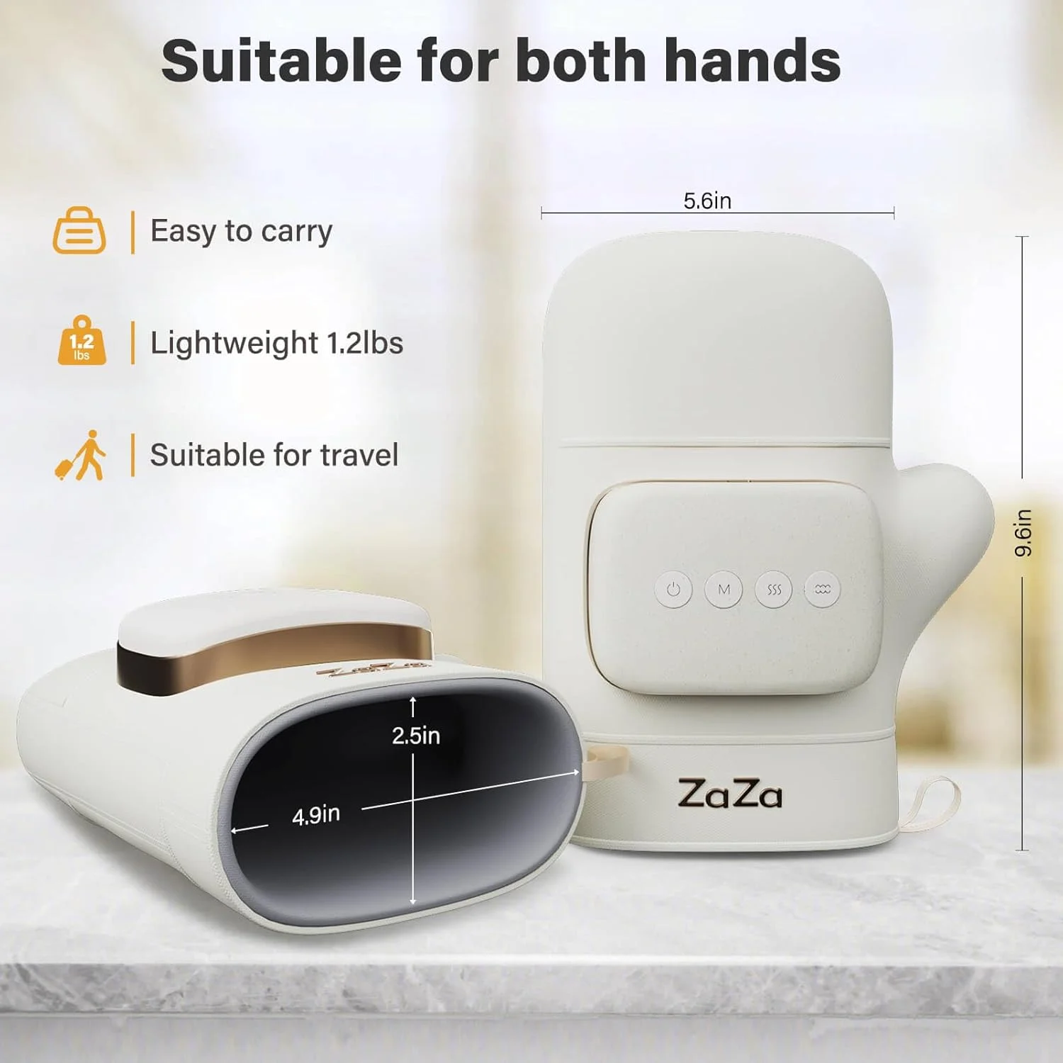 ماساژور دستی برقی بی سیم zaza با گرما و فشار، ماساژ فشاری کیسه هوا برای انگشتان و کف دست، تسکین دهنده درد آرتروز و تونل کارپال، آرامش بخش عضلات، برای تمام سنین بانوان، سفید مایل به کرم