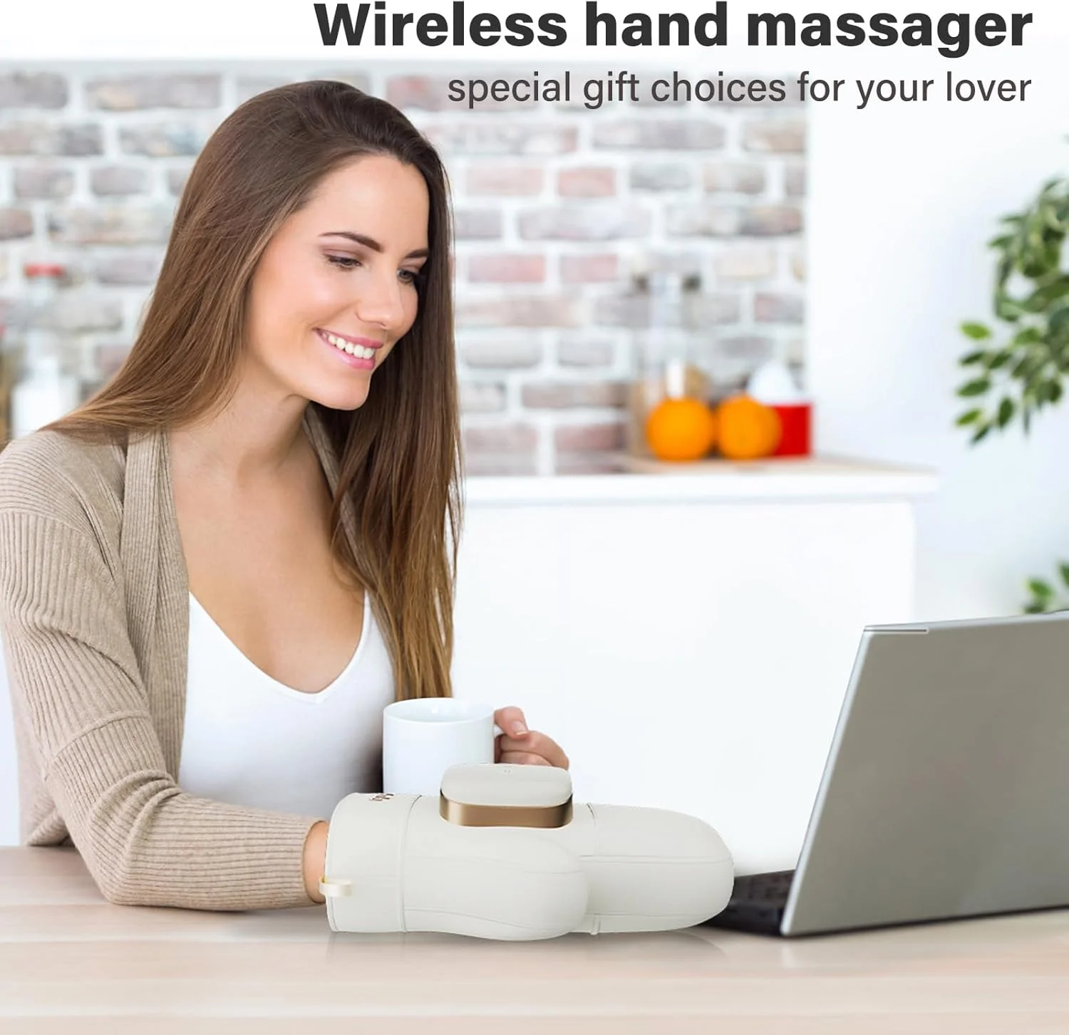ماساژور دستی برقی بی سیم zaza با گرما و فشار، ماساژ فشاری کیسه هوا برای انگشتان و کف دست، تسکین دهنده درد آرتروز و تونل کارپال، آرامش بخش عضلات، برای تمام سنین بانوان، سفید مایل به کرم