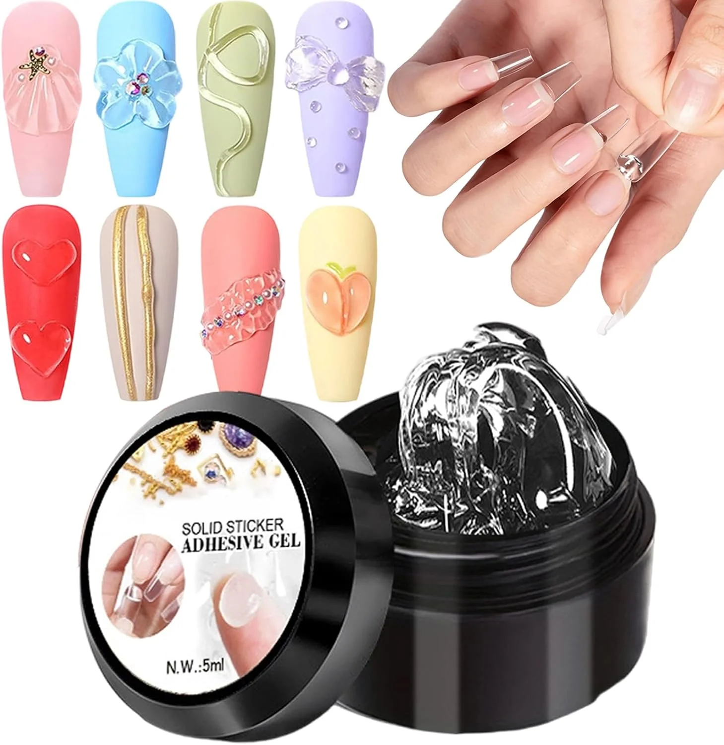 ژل مجسمه سازی سه بعدی - چسب قالب گیری بدون آب سه بعدی | ژل مجسمه سازی نوک مصنوعی - برای مانیکور و پدیکور ناخن در خانه برای زنان و دختران، مناسب برای نوک فرانسوی، نگین، گل، فویل و مهر زدن ژل مجسمه سازی سه بعدی - چسب قالب گیری بدون آب سه بعدی | ژل مجسمه سازی نوک مصنوعی - برای مانیکور و پدیکور ناخن در خانه برای زنان و دختران، مناسب برای نوک فرانسوی، نگین، گل، فویل و مهر زدن