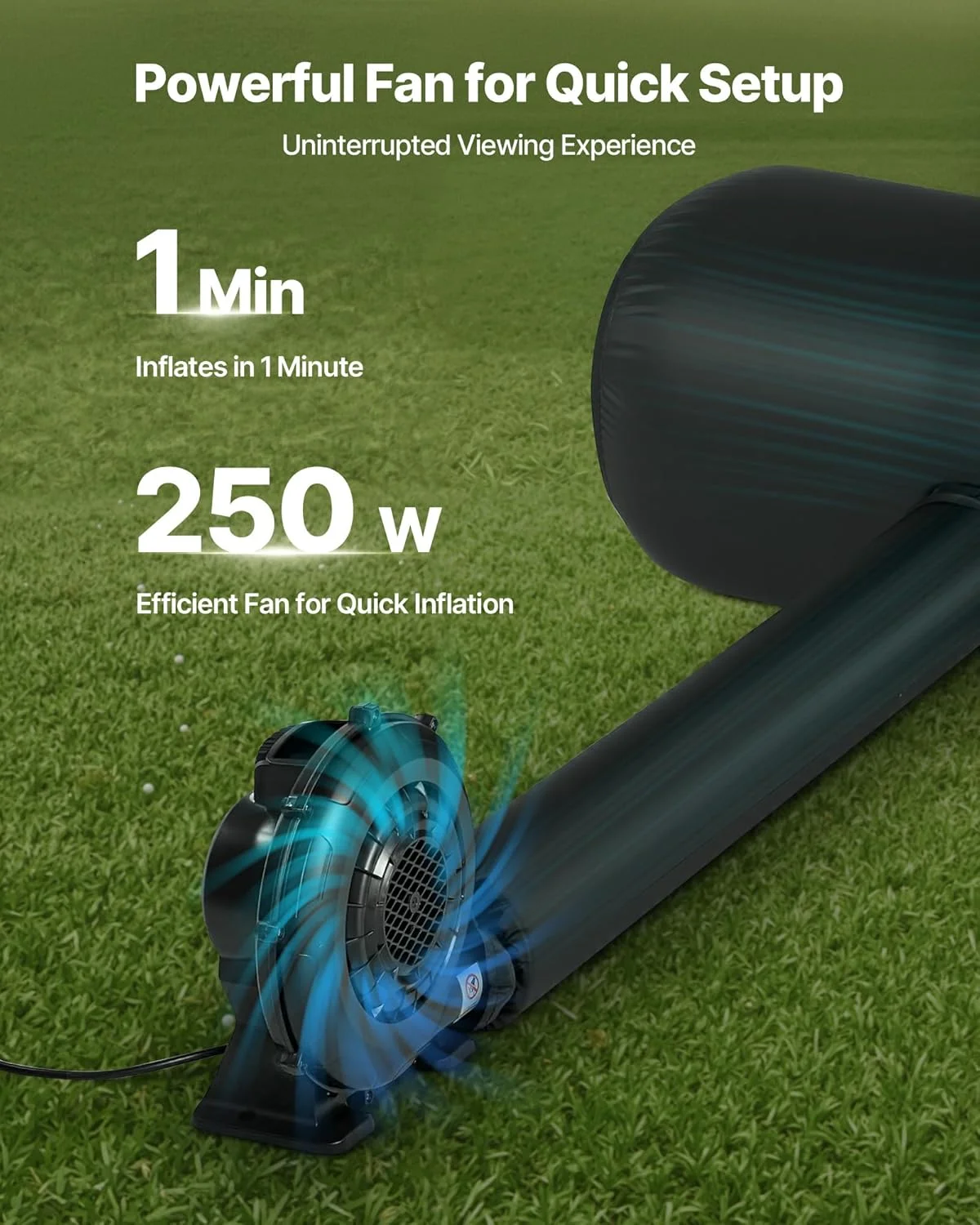 پرده نمایش بادی 4.8 متری VEVOR، پرده پروژکتور بادی با کیف نگهداری قابل حمل، نسبت تصویر 16:9، راه اندازی آسان برای نمایش فیلم در فضای باز، حیاط خلوت، سینمای خانگی، مهمانی با تم